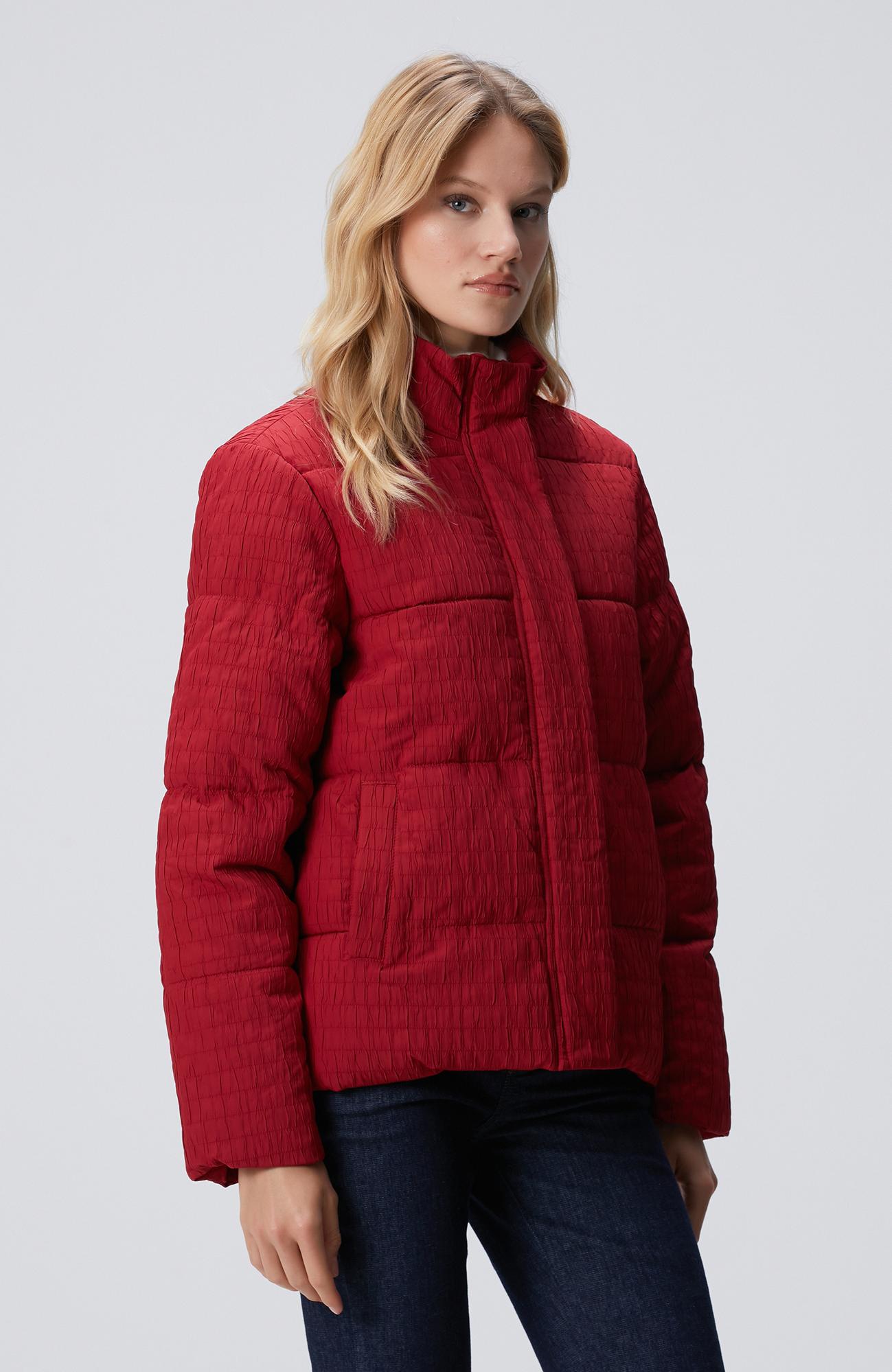 Network Kadın Bordo Desenli Kaban