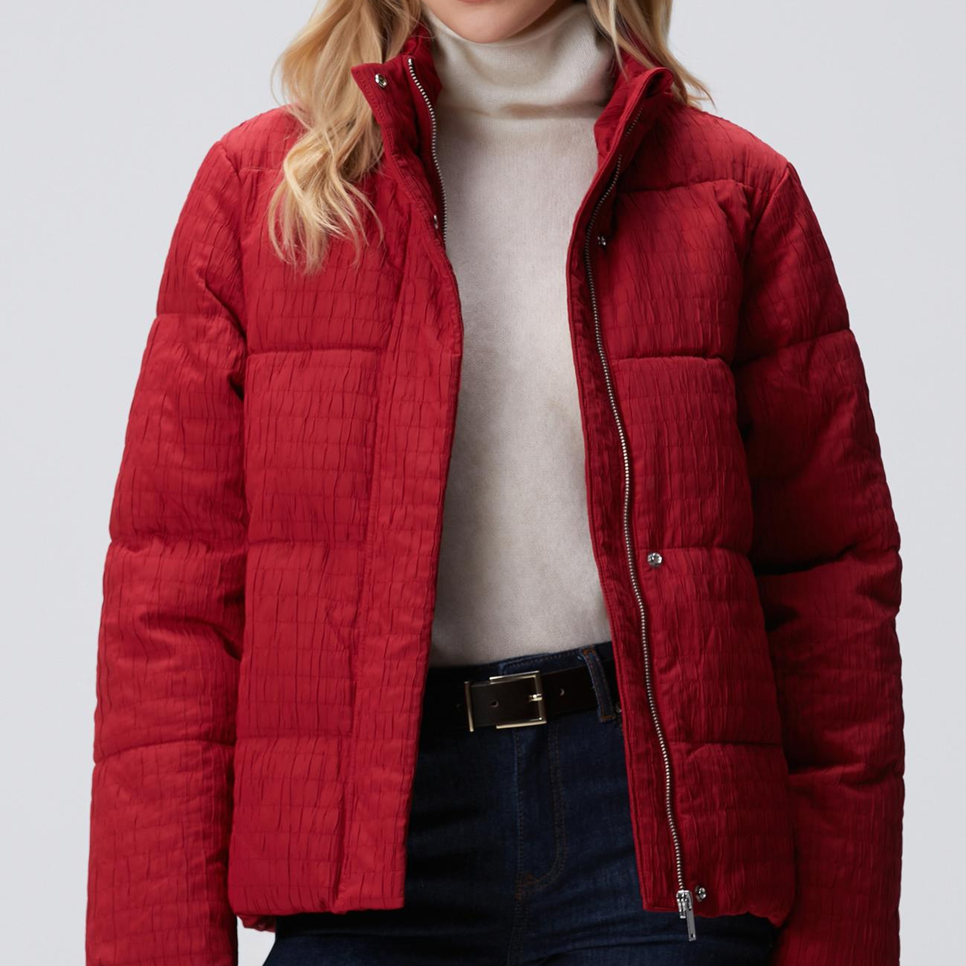 Network Kadın Bordo Desenli Kaban