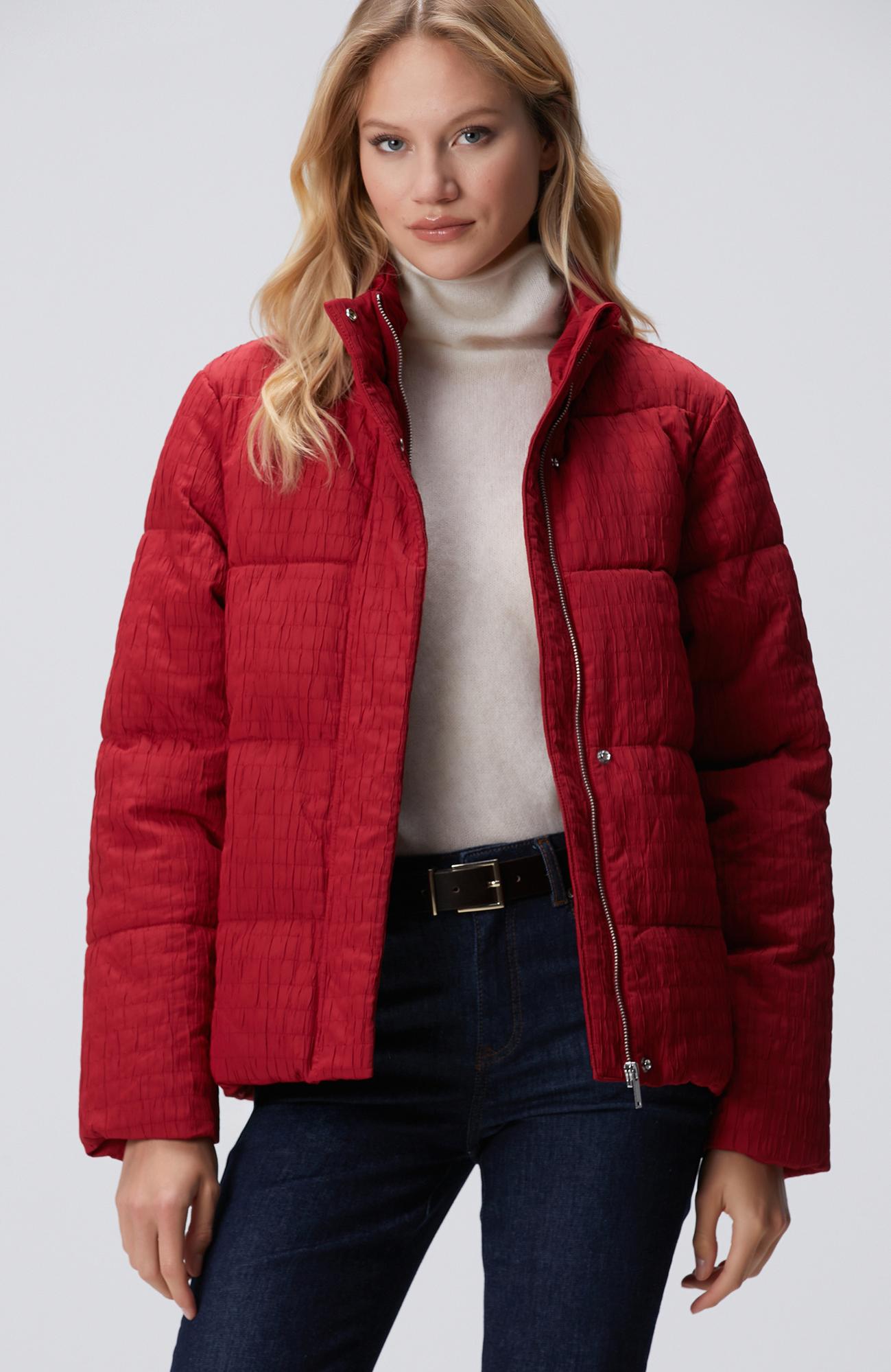 Network Kadın Bordo Desenli Kaban