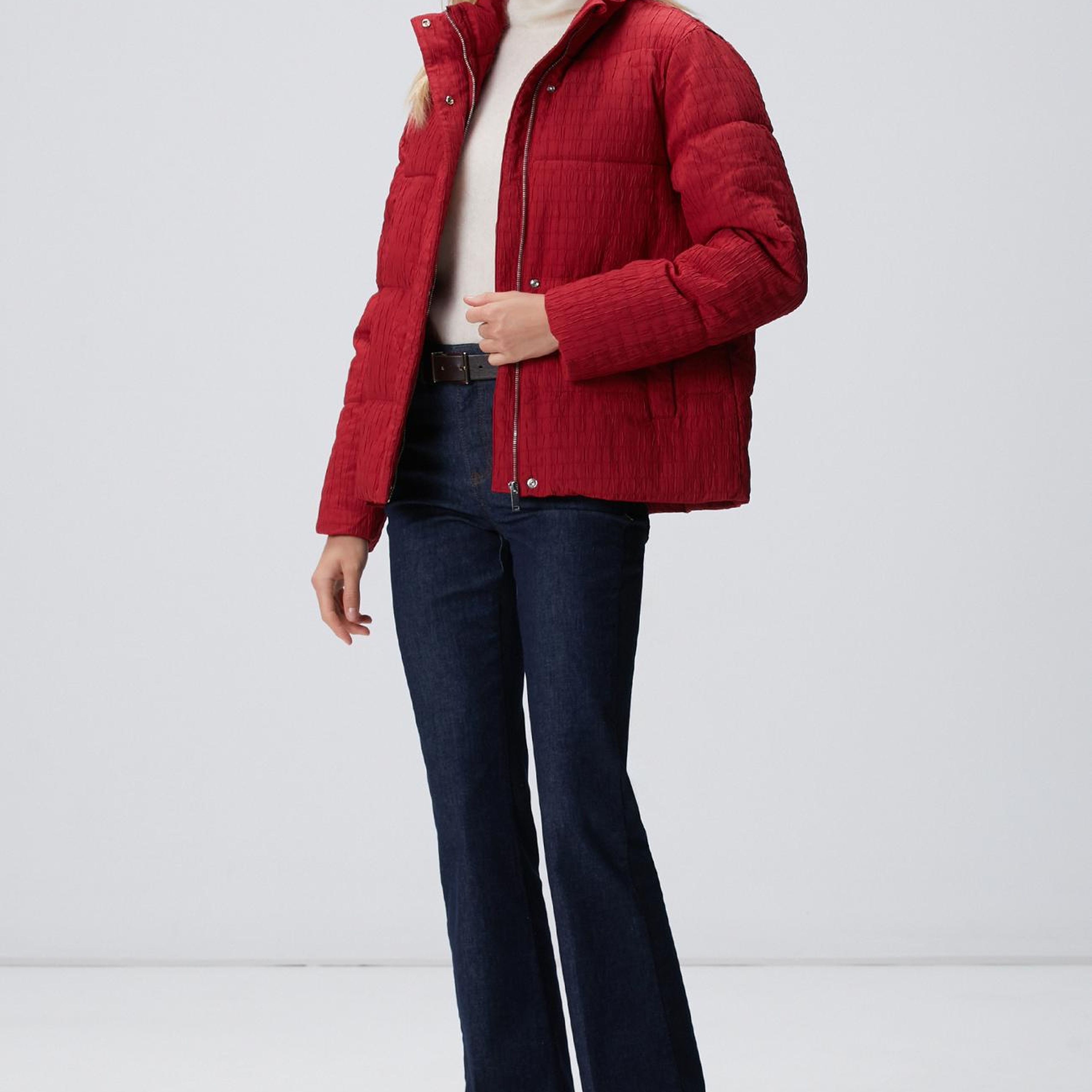 Network Kadın Bordo Desenli Kaban