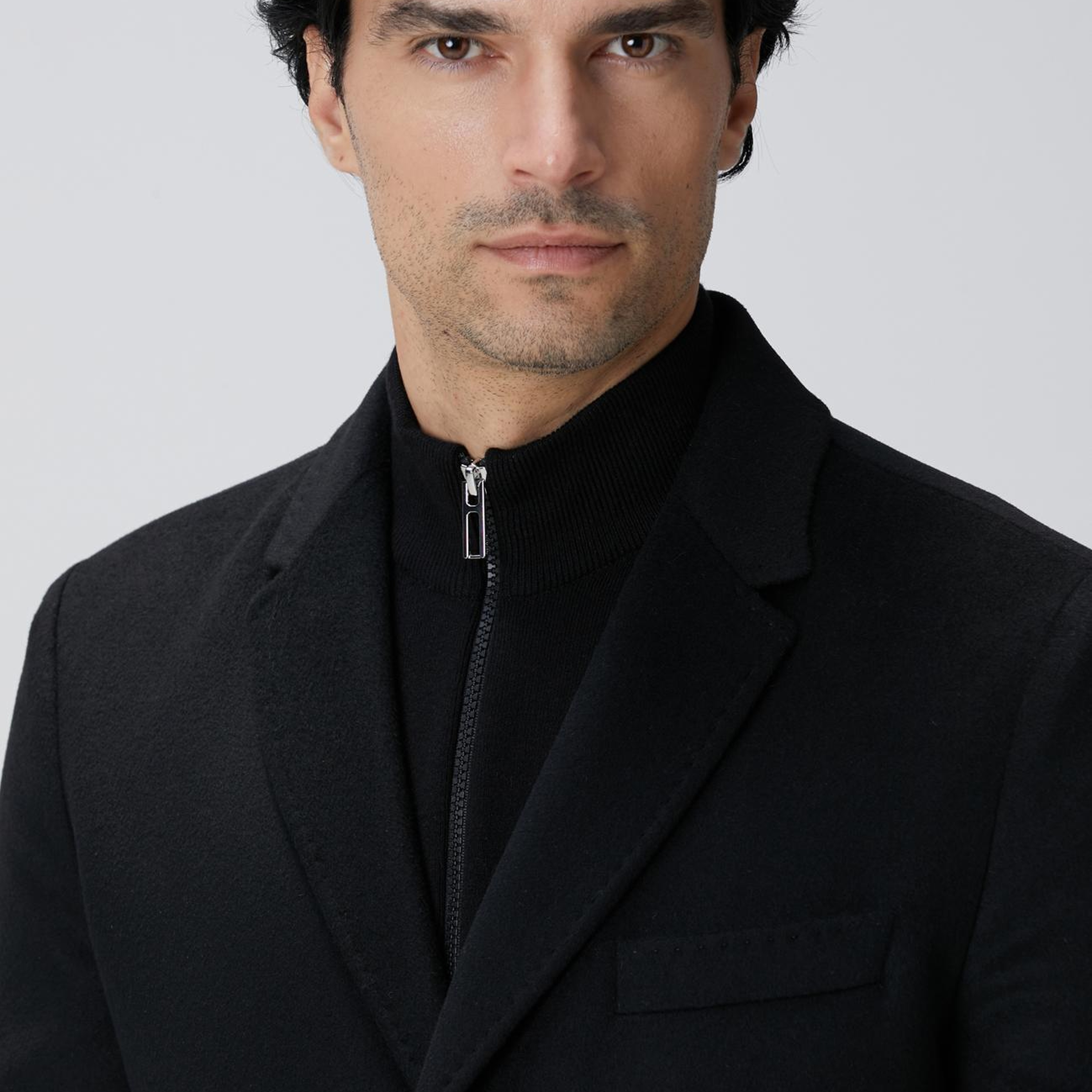 Network Erkek Siyah Kaşmir Karışımlı Palto