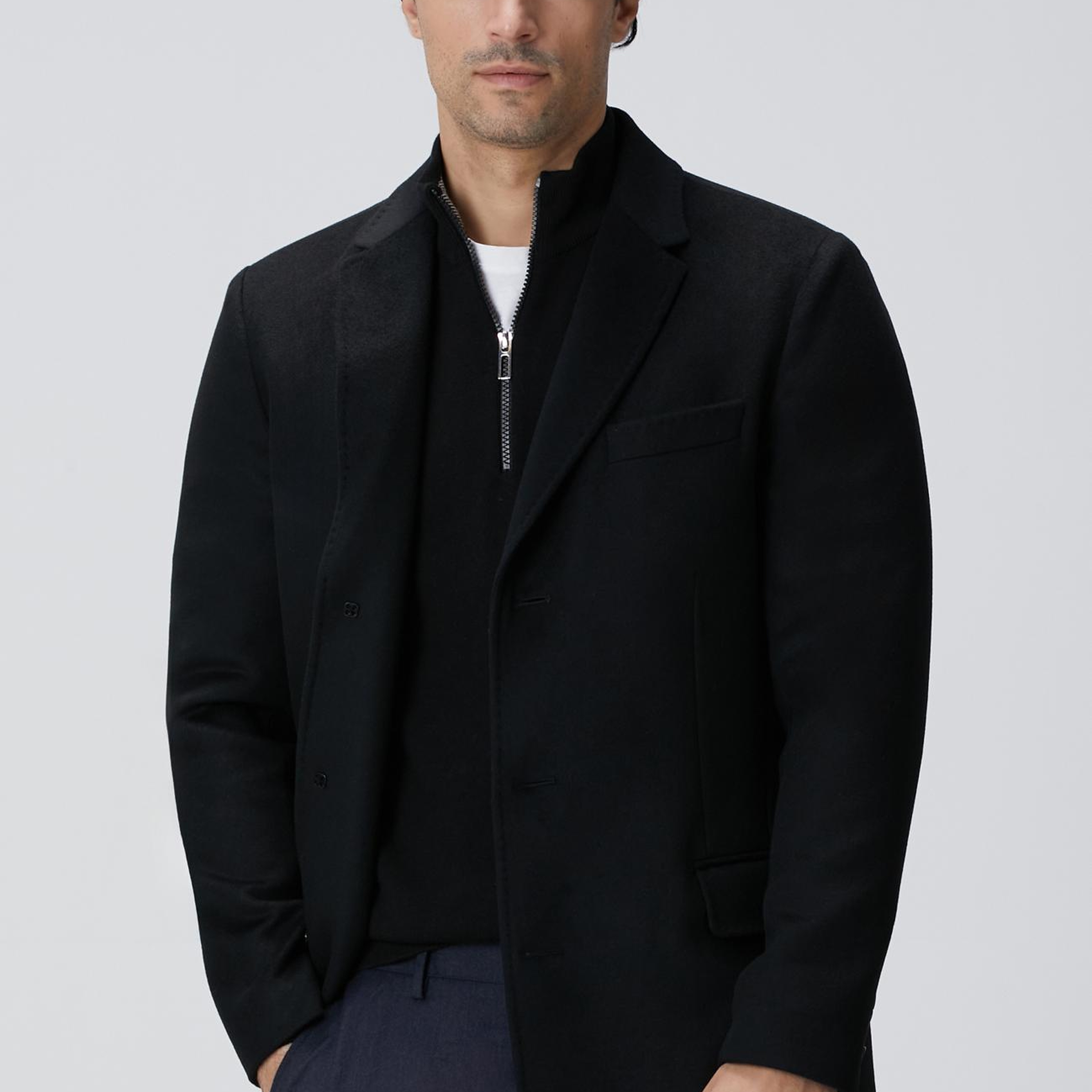 Network Erkek Siyah Kaşmir Karışımlı Palto