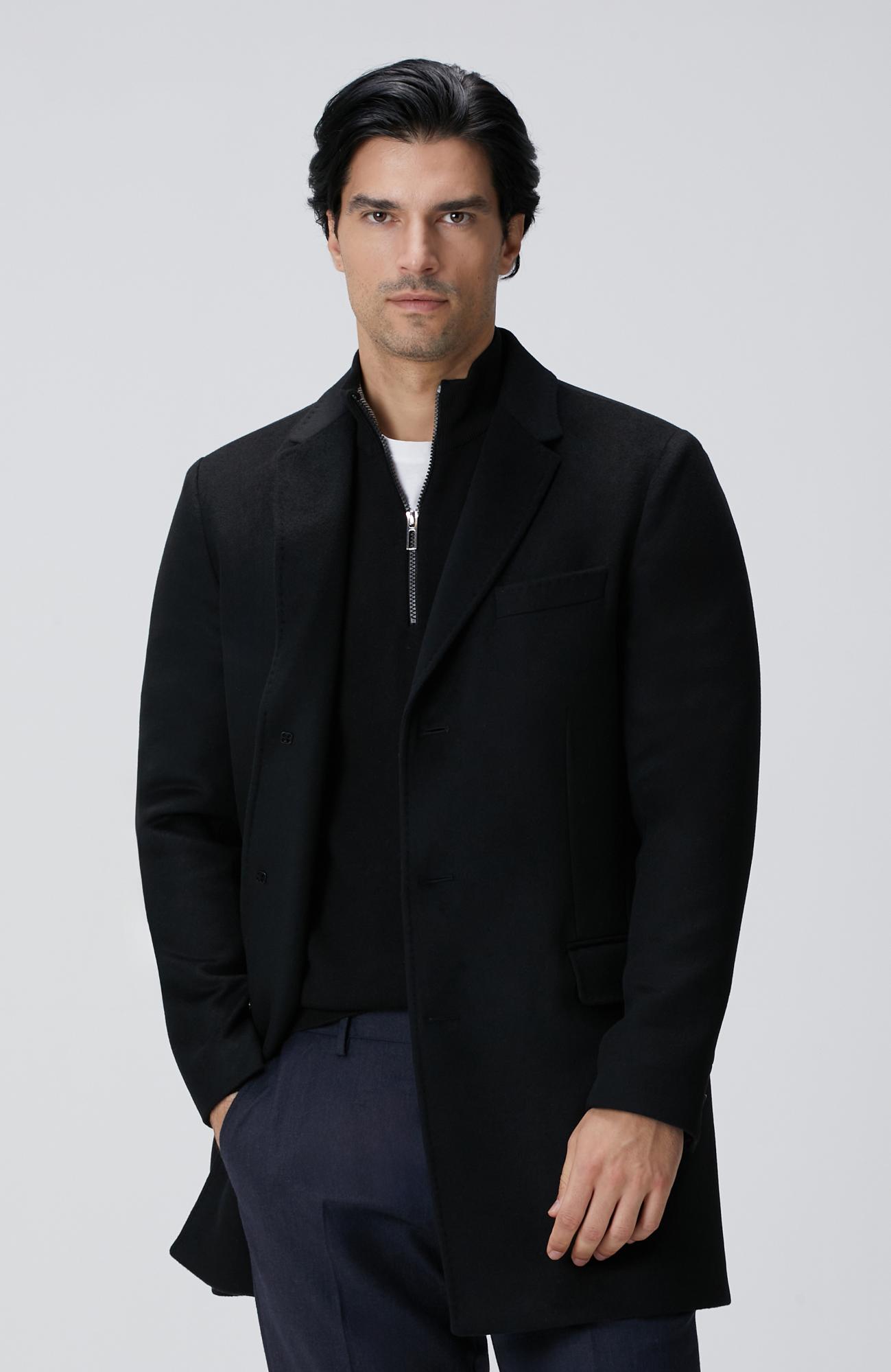 Network Erkek Siyah Kaşmir Karışımlı Palto