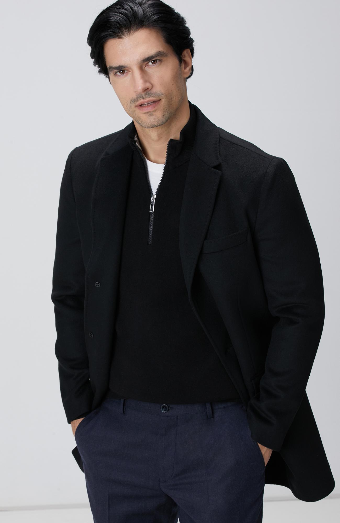 Network Erkek Siyah Kaşmir Karışımlı Palto