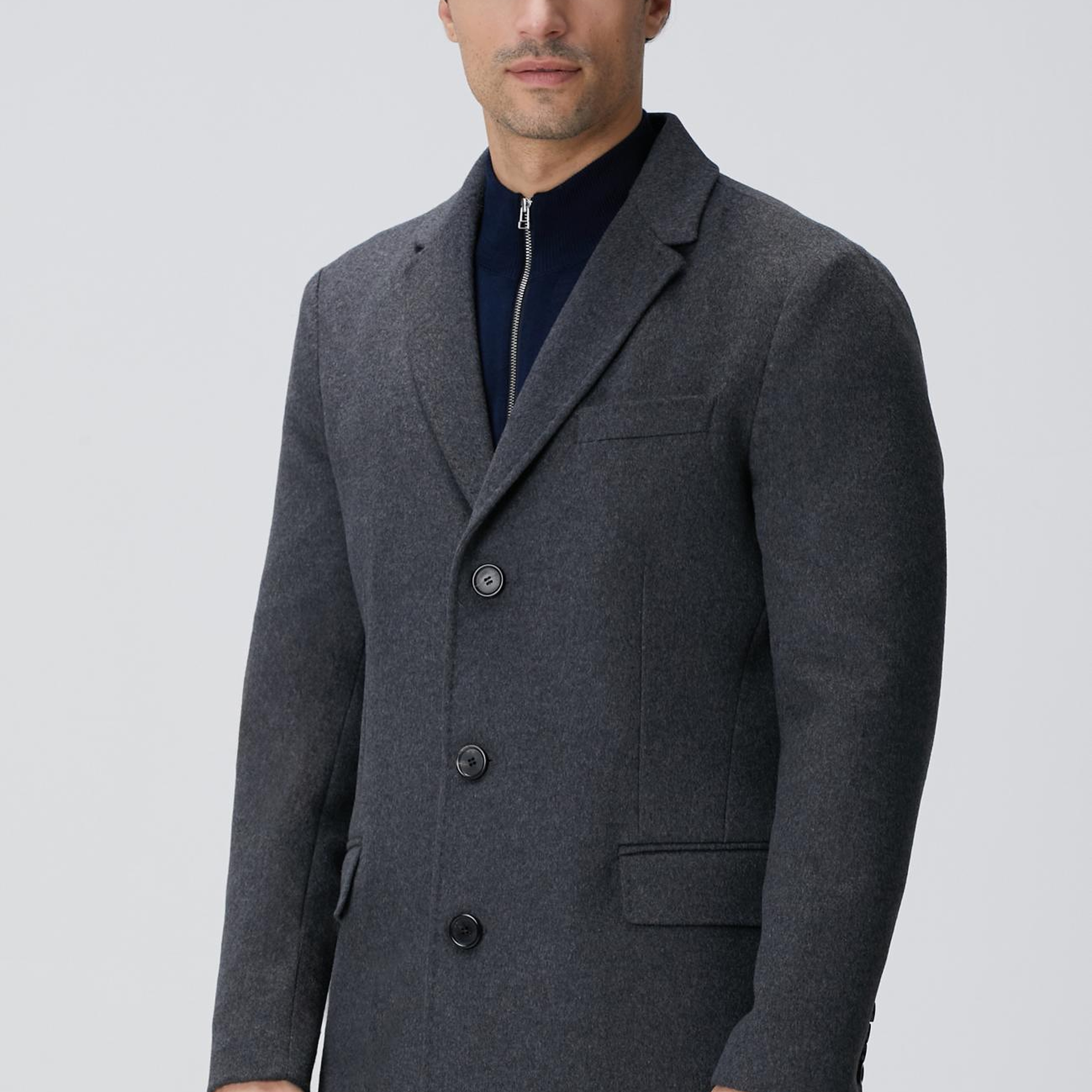 Network Erkek Antrasit Kaşmir Karışımlı Palto