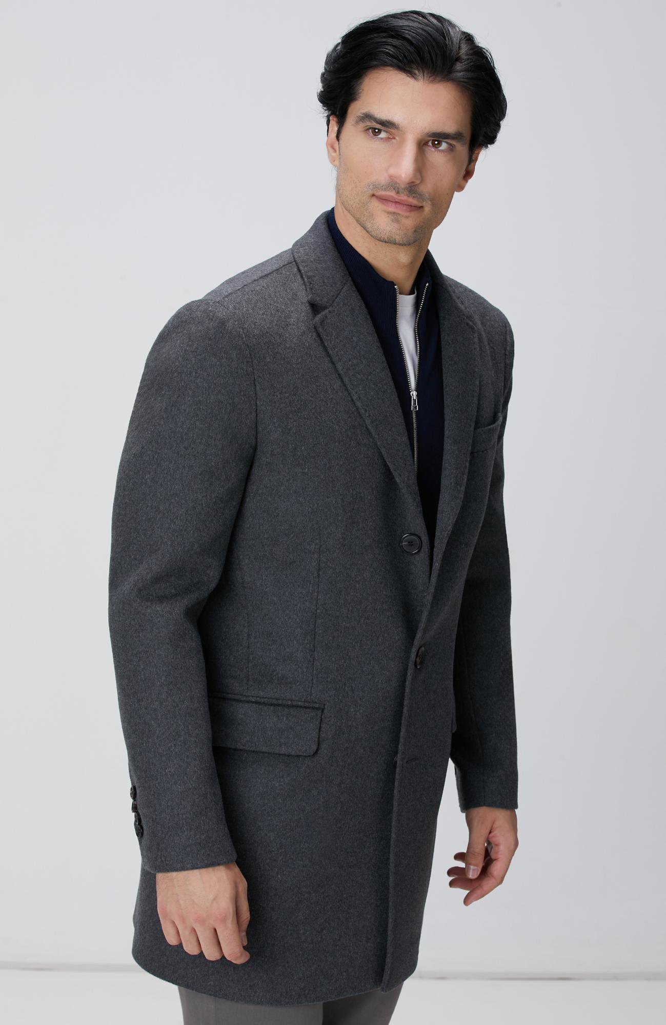 Network Erkek Antrasit Kaşmir Karışımlı Palto