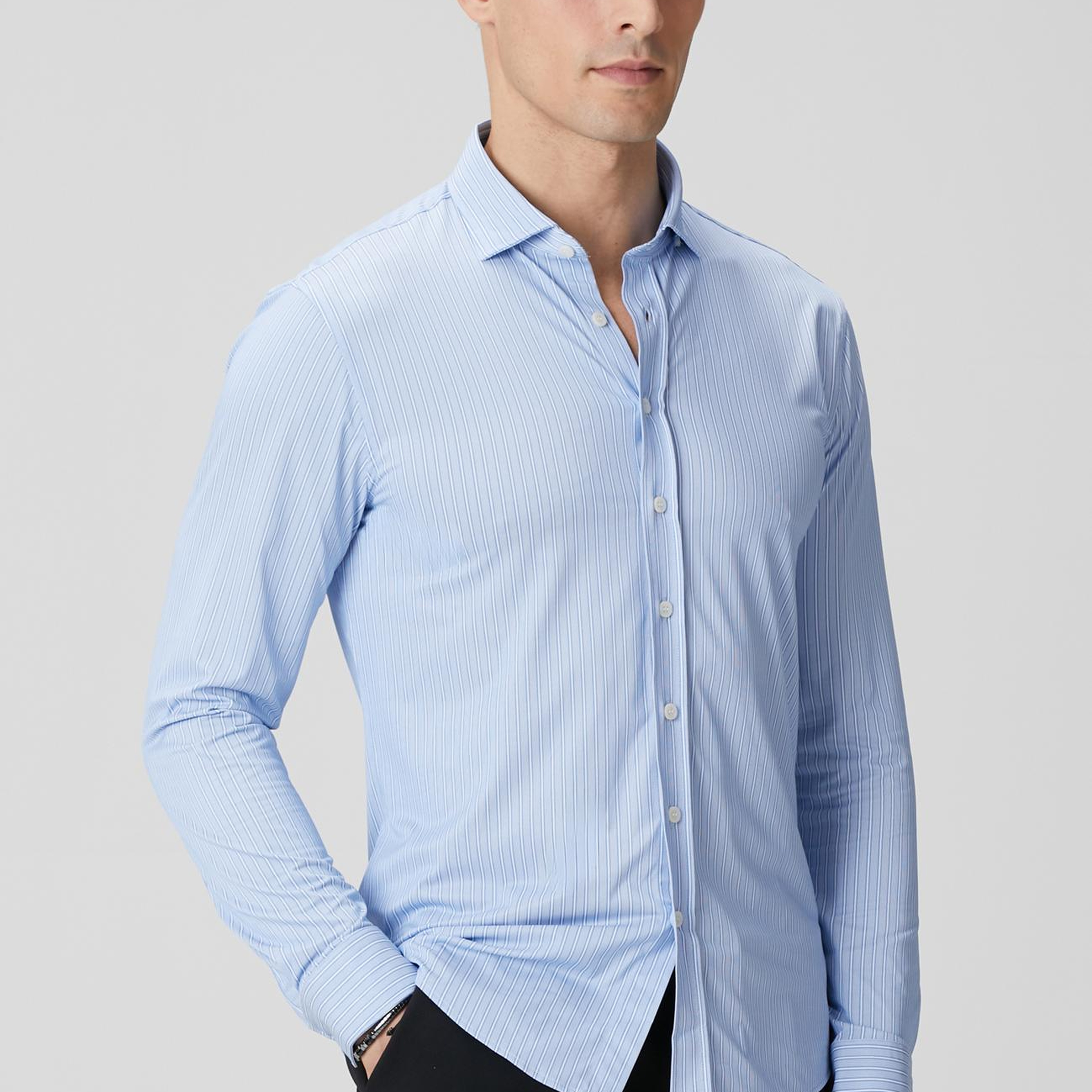 Network Erkek N-Tech Mavi Çizgi Desenli Gömlek