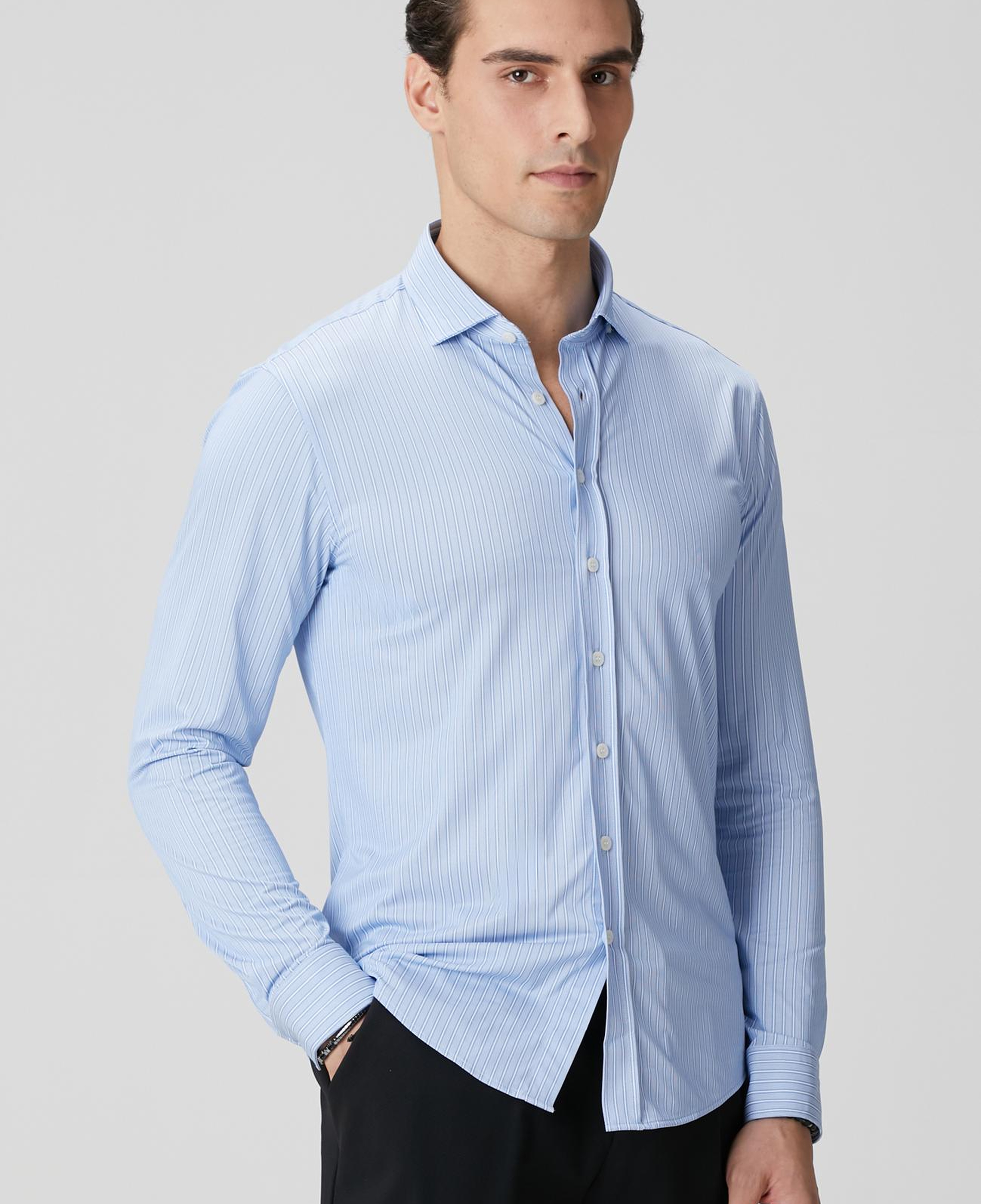 Network Erkek N-Tech Mavi Çizgi Desenli Gömlek