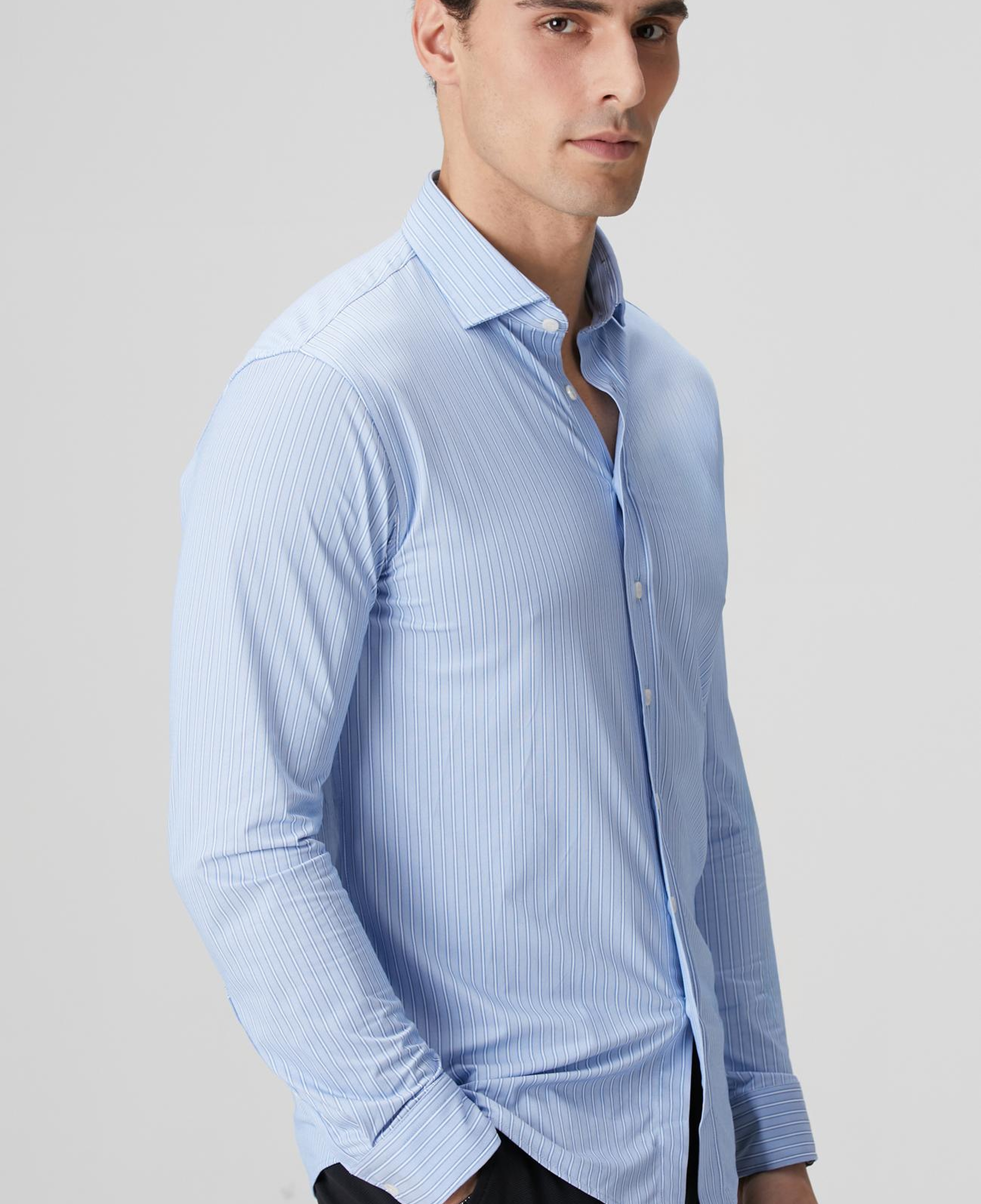 Network Erkek N-Tech Mavi Çizgi Desenli Gömlek