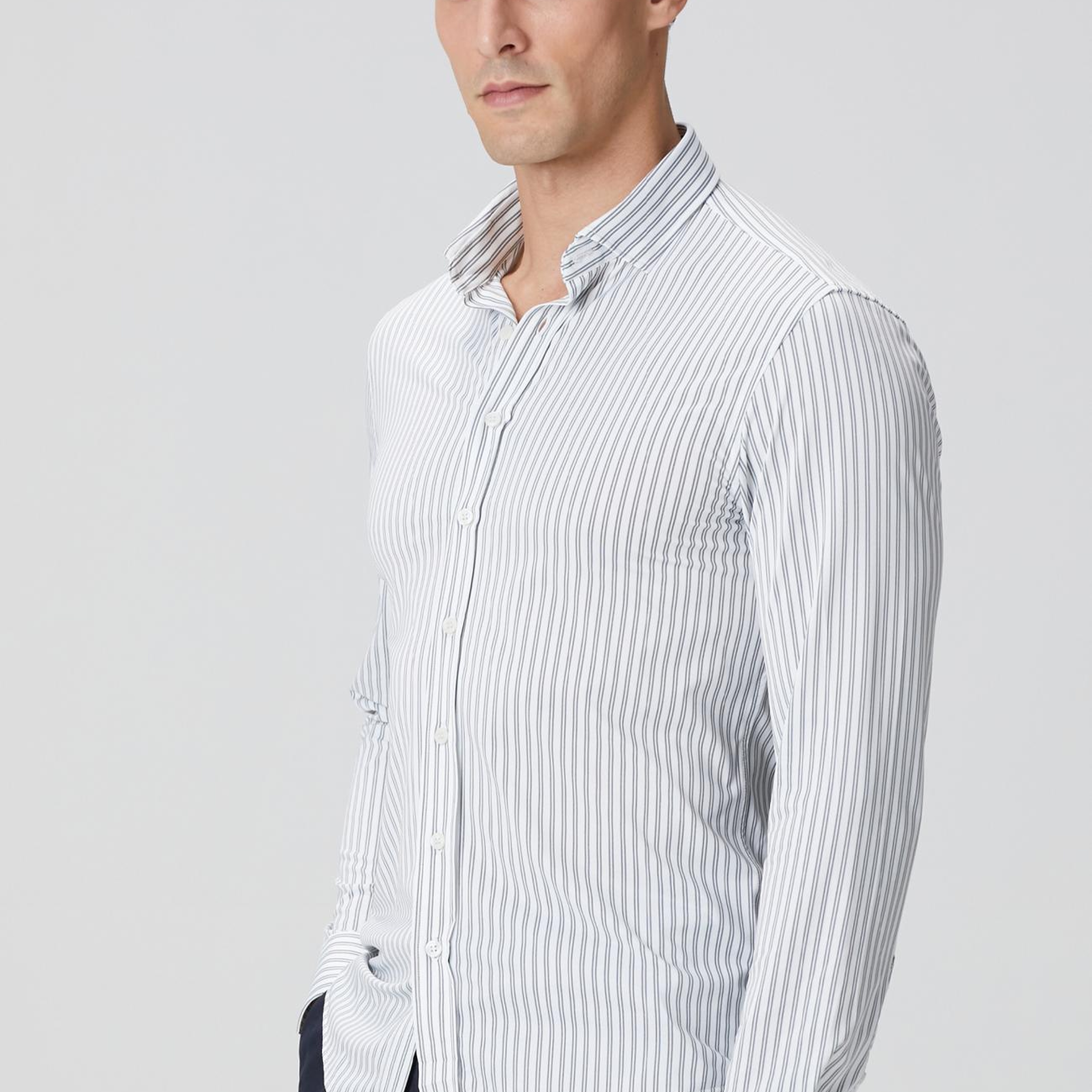 Network Erkek N-Tech Siyah Beyaz Çizgili Gömlek