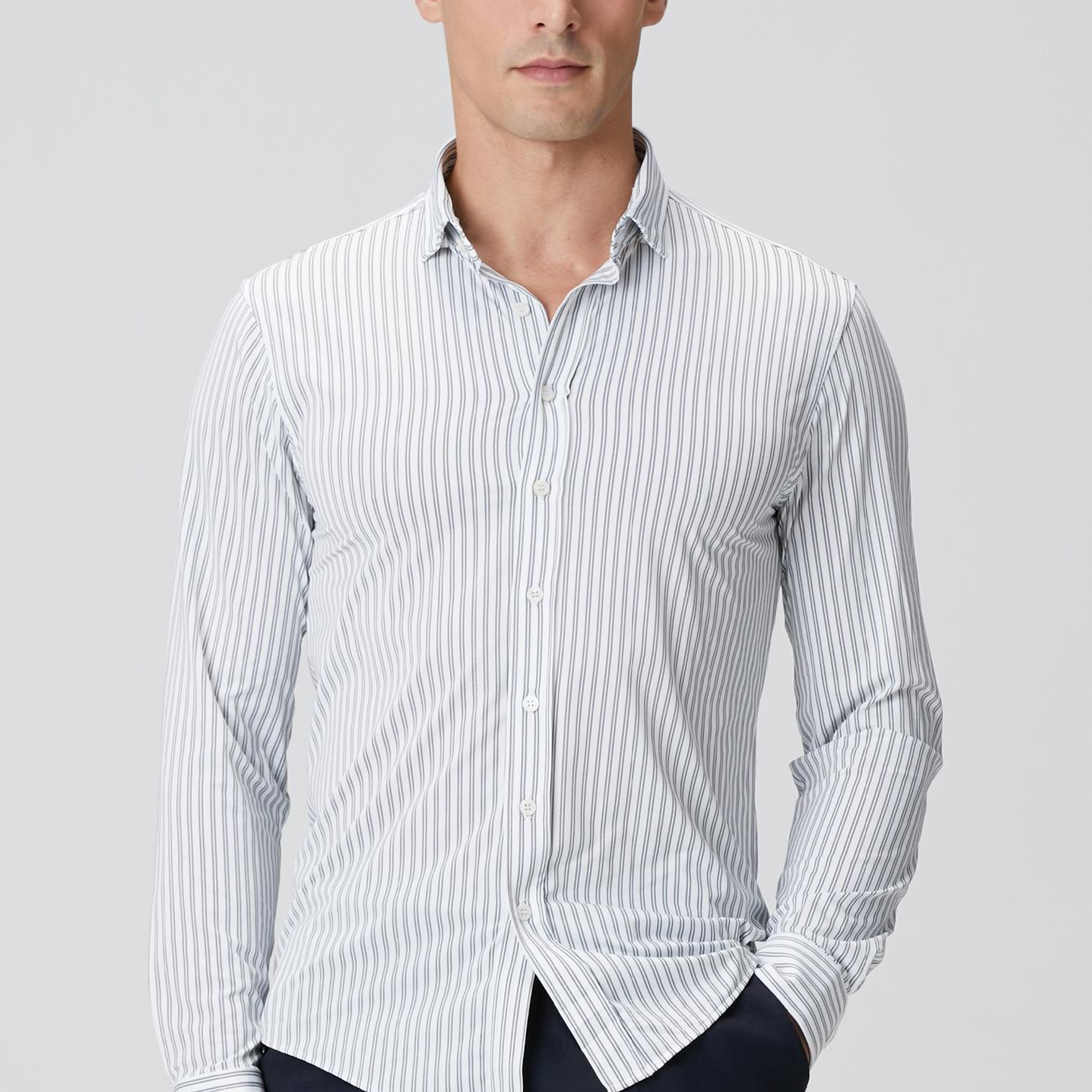 Network Erkek N-Tech Siyah Beyaz Çizgili Gömlek