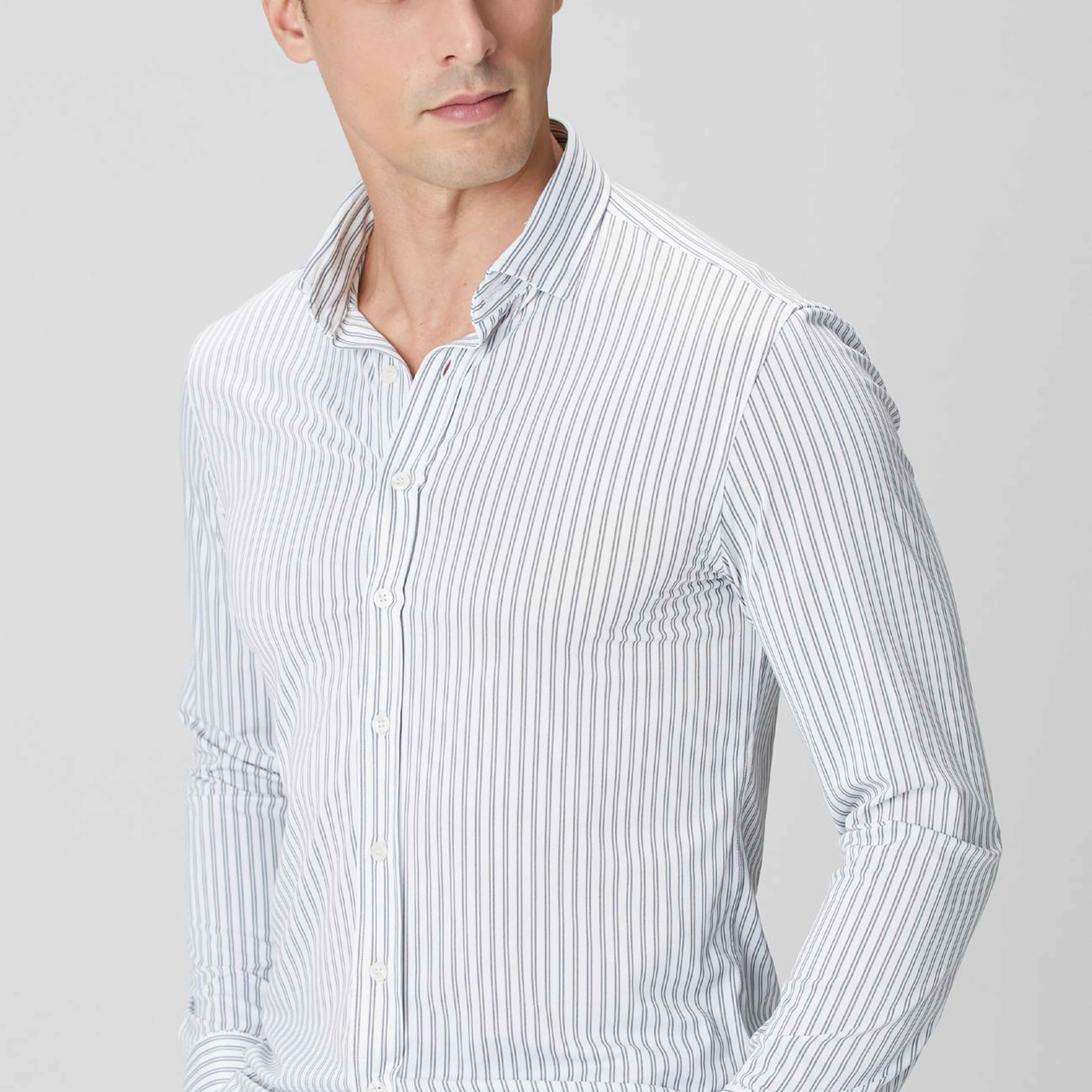 Network Erkek N-Tech Siyah Beyaz Çizgili Gömlek