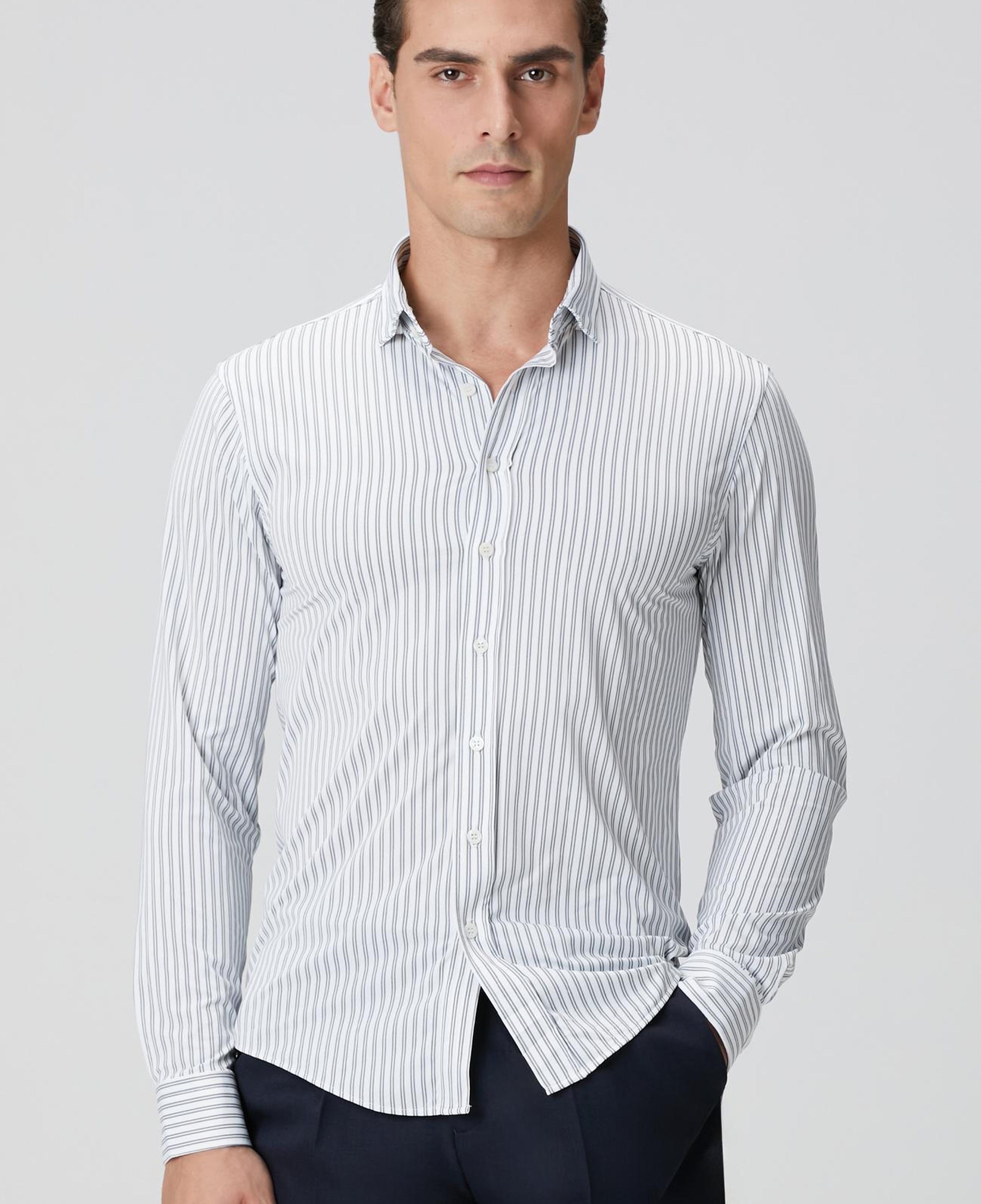 Network Erkek N-Tech Siyah Beyaz Çizgili Gömlek