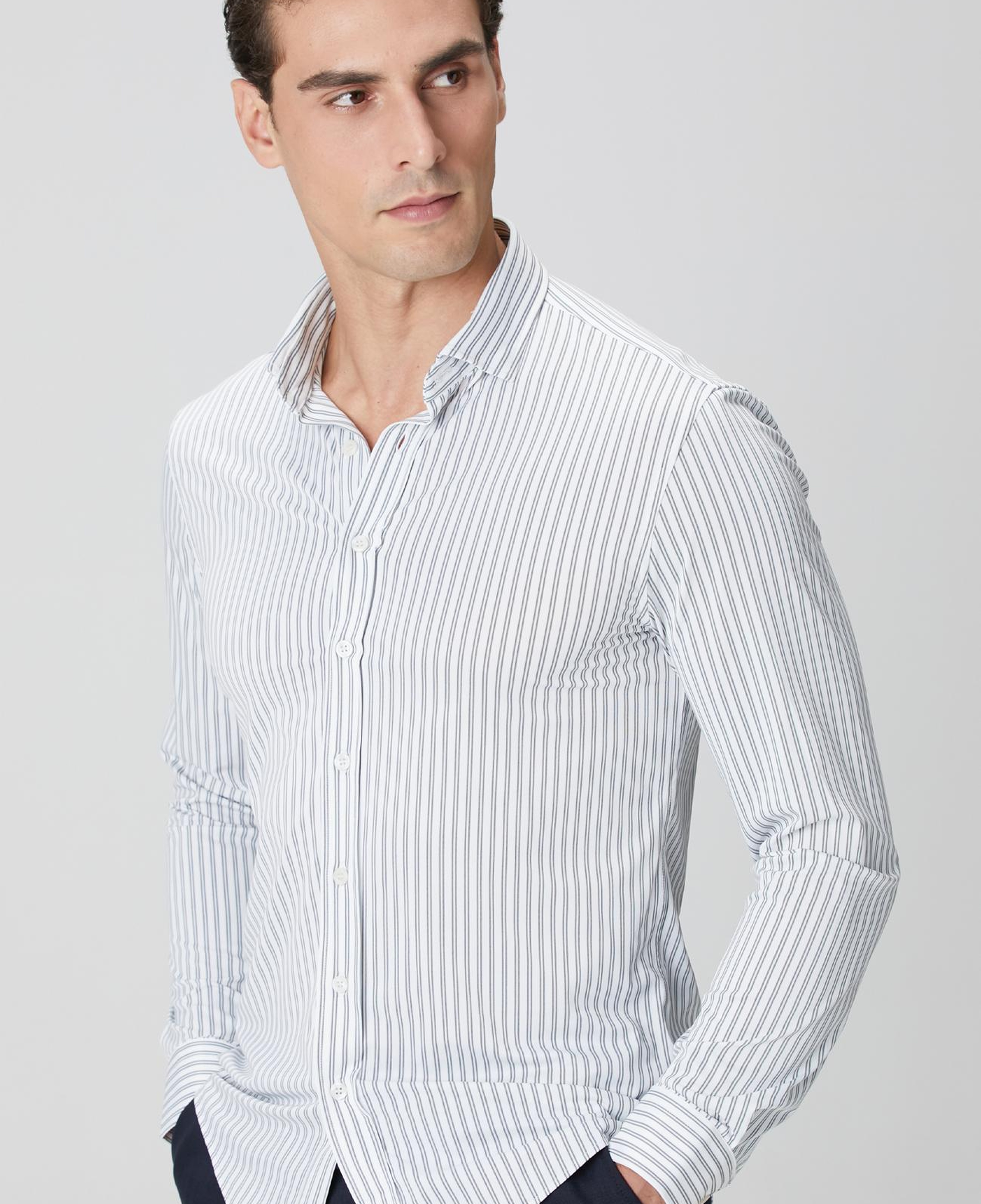 Network Erkek N-Tech Siyah Beyaz Çizgili Gömlek