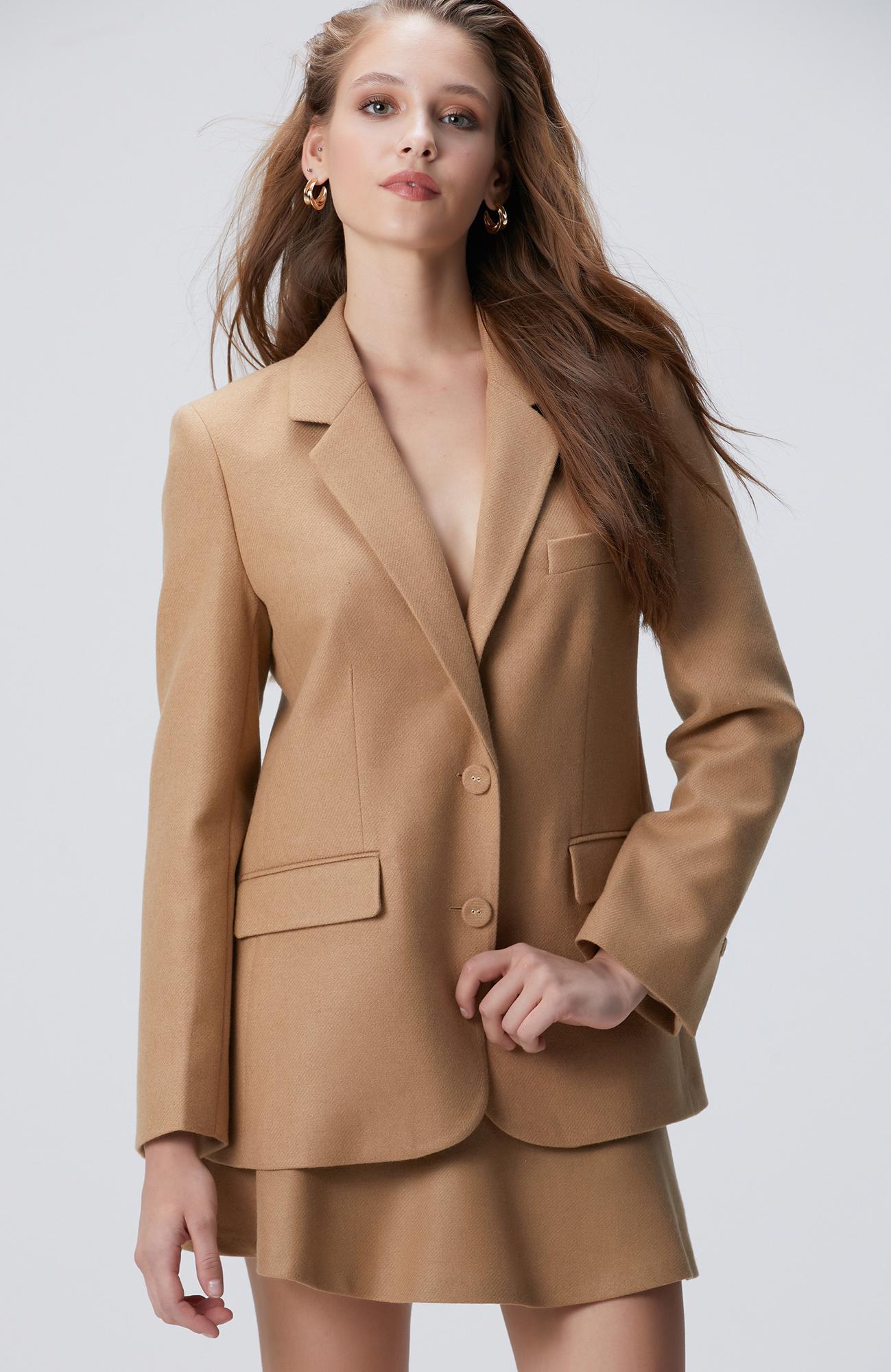 Network Kadın Koyu Bej Yün Karışımlı Ceket