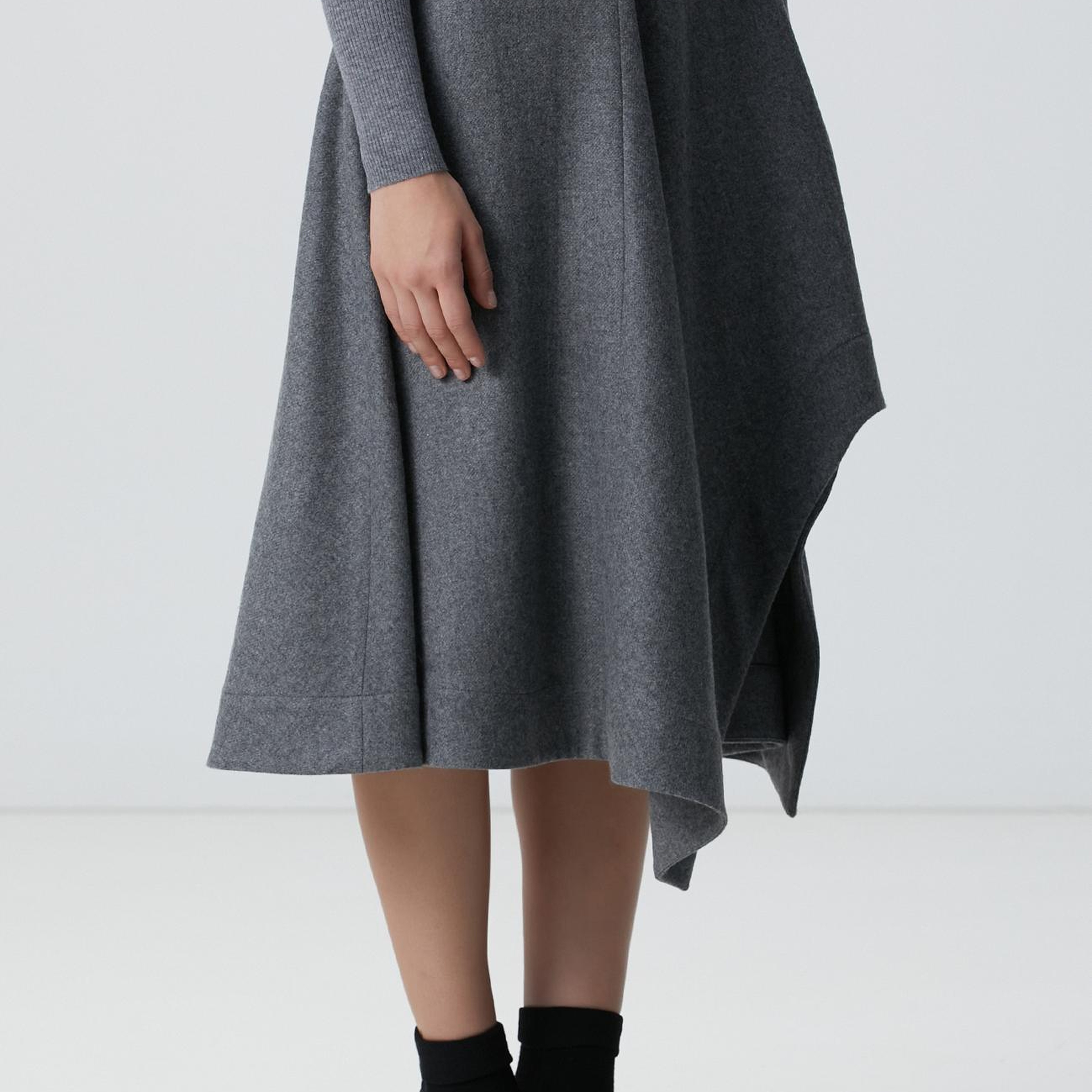Network Kadın Gri Melanj Yün Karışımlı Etek