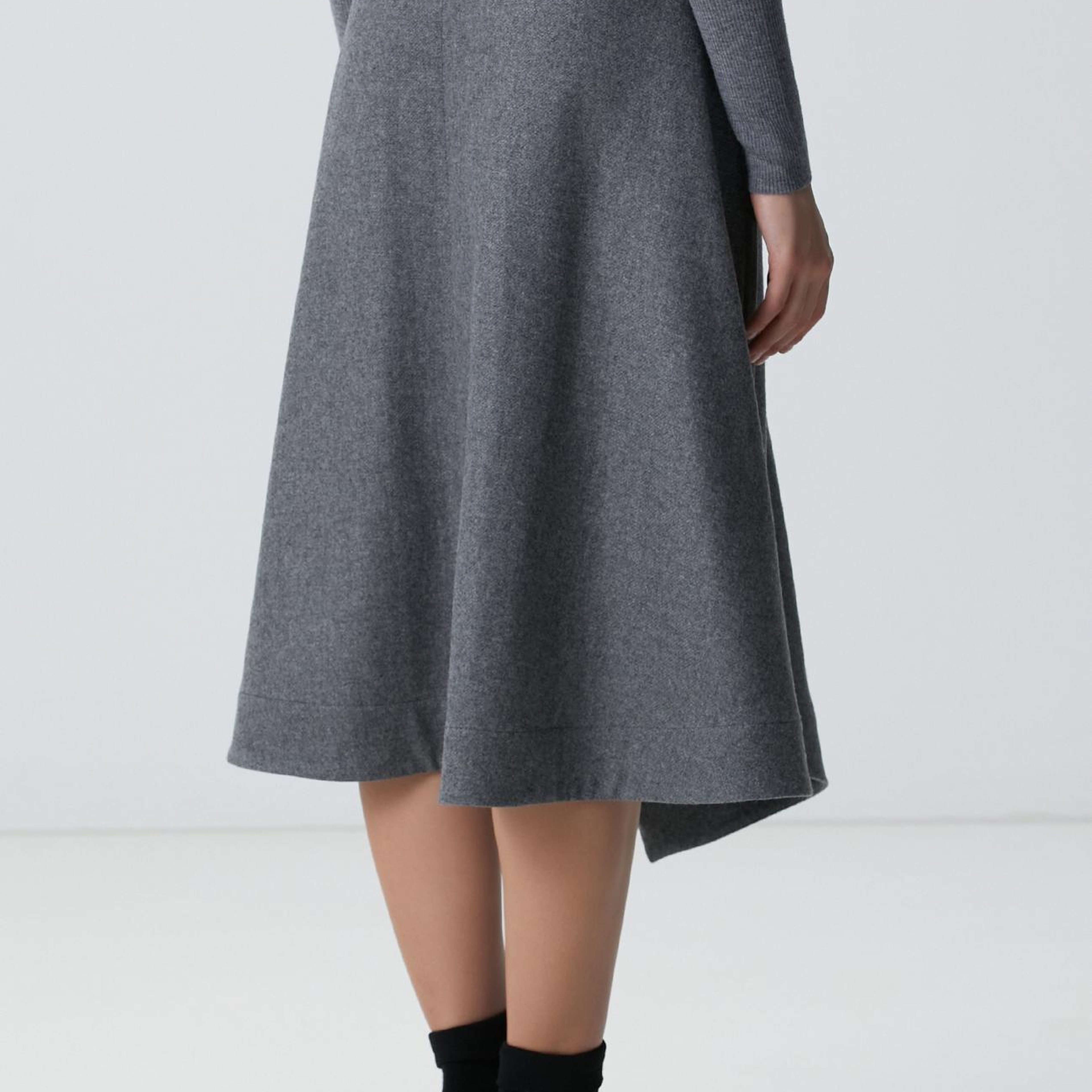 Network Kadın Gri Melanj Yün Karışımlı Etek