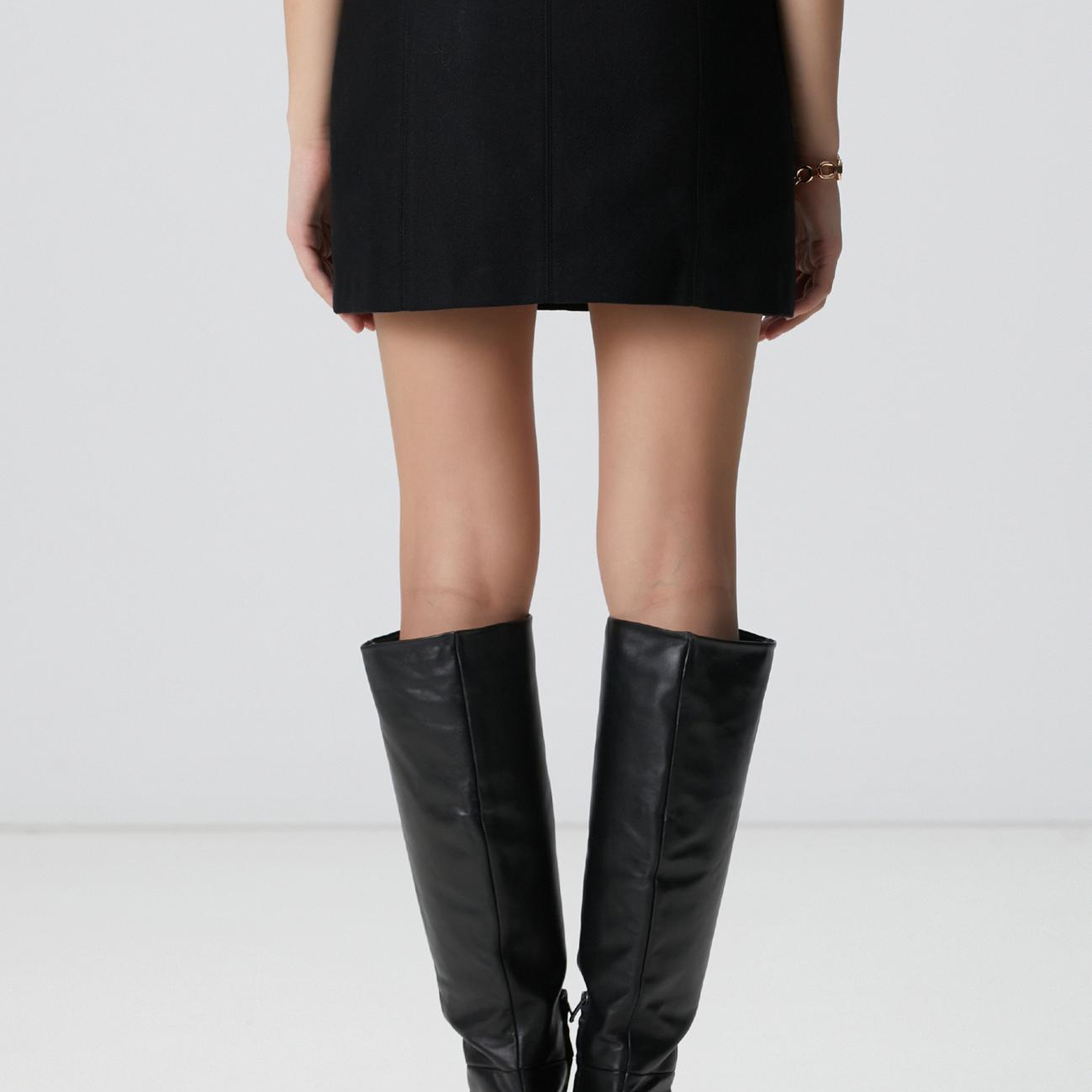 Network Kadın Siyah Yün Karışımlı Mini Etek