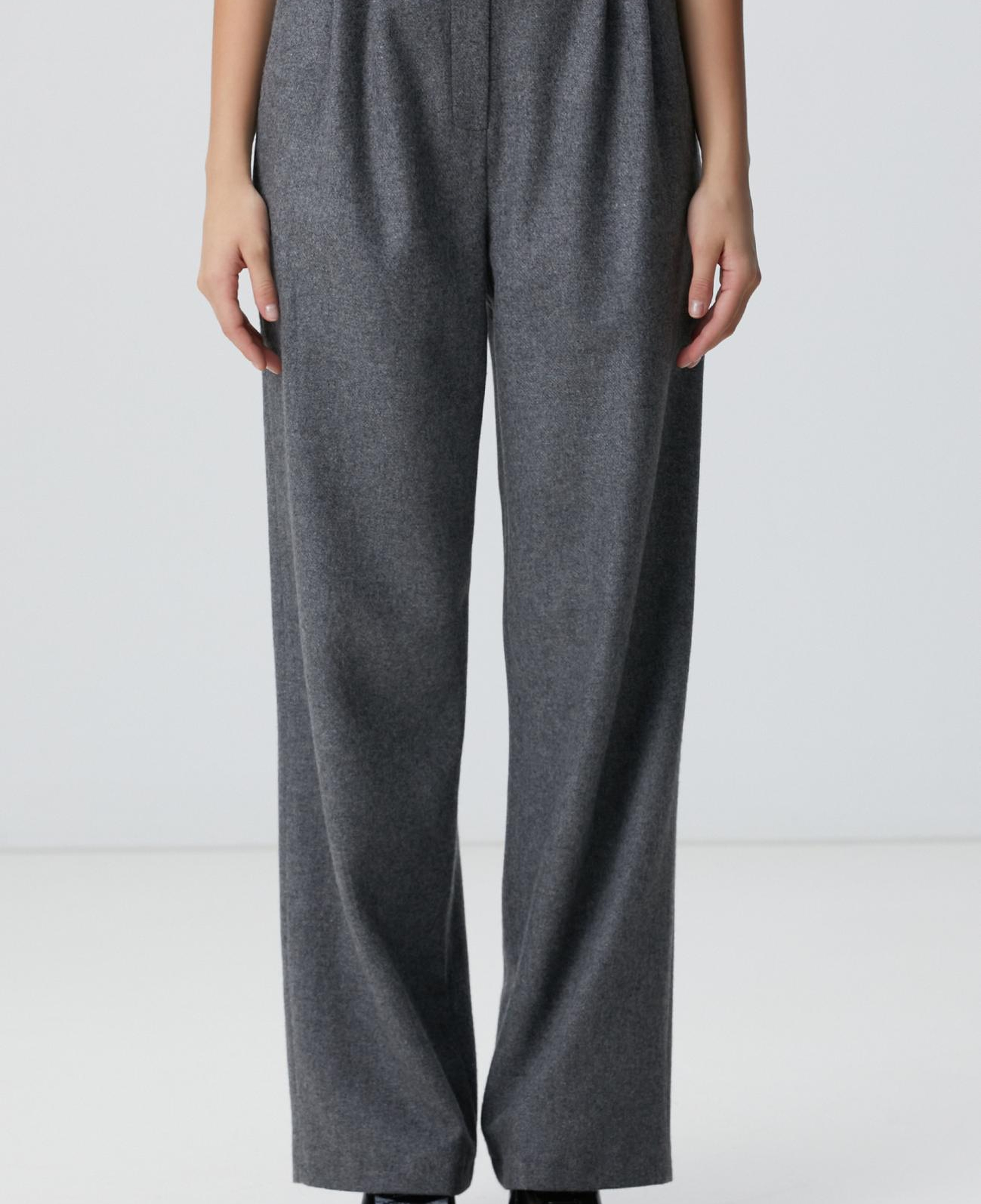 Network Kadın Gri Melanj Yün Karışımlı Pantolon