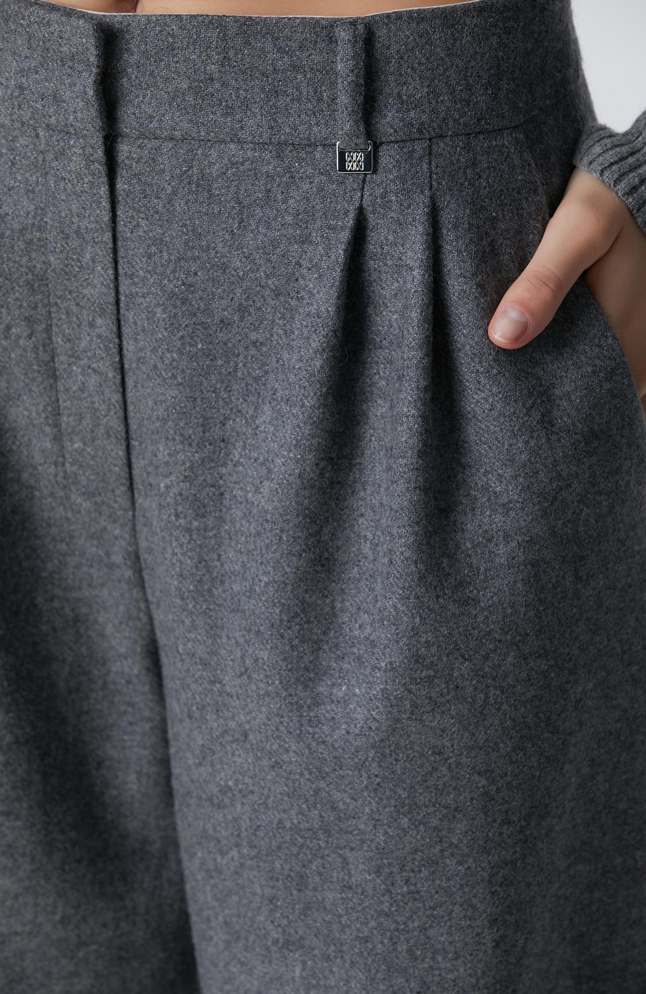 Network Kadın Gri Melanj Yün Karışımlı Pantolon