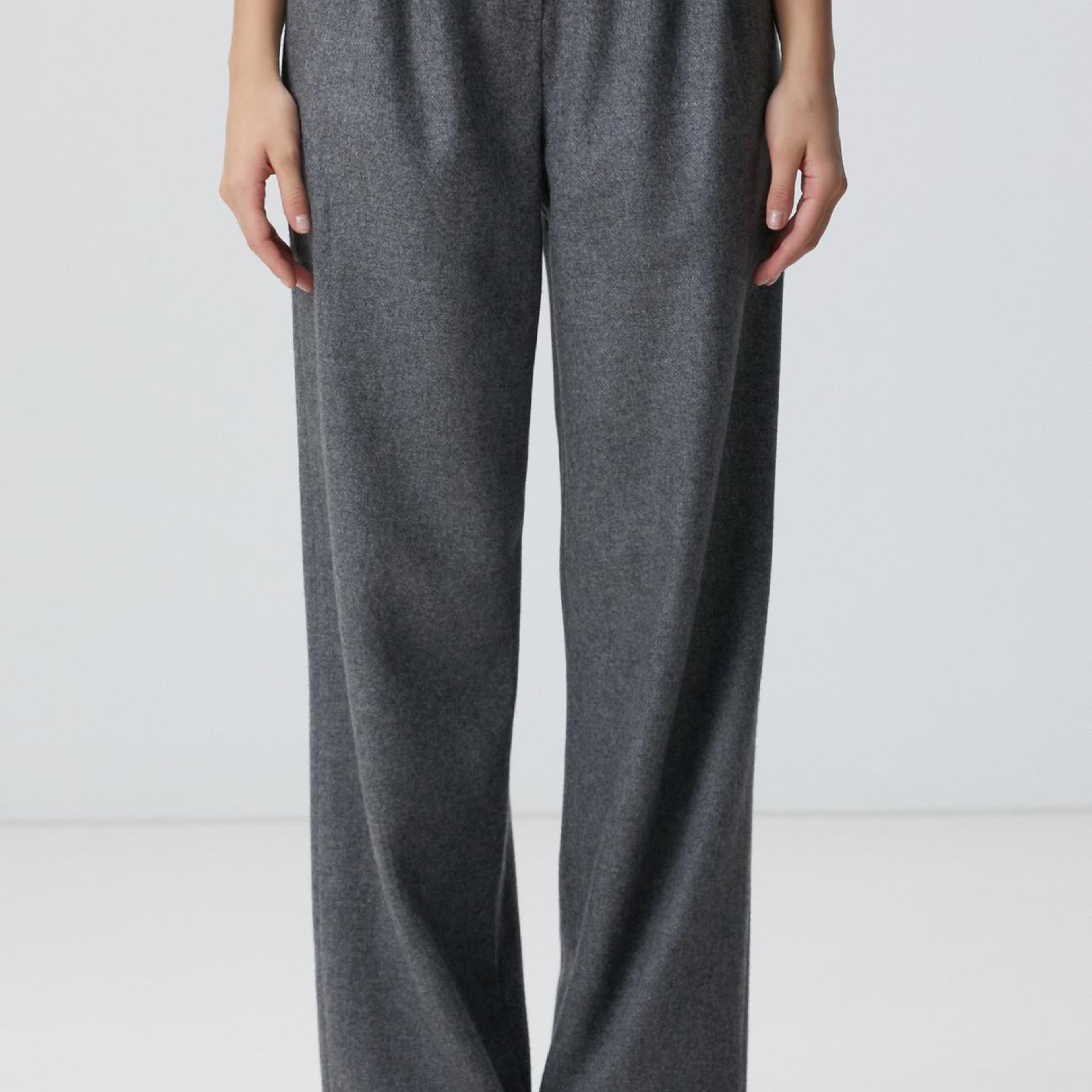 Network Kadın Gri Melanj Yün Karışımlı Pantolon