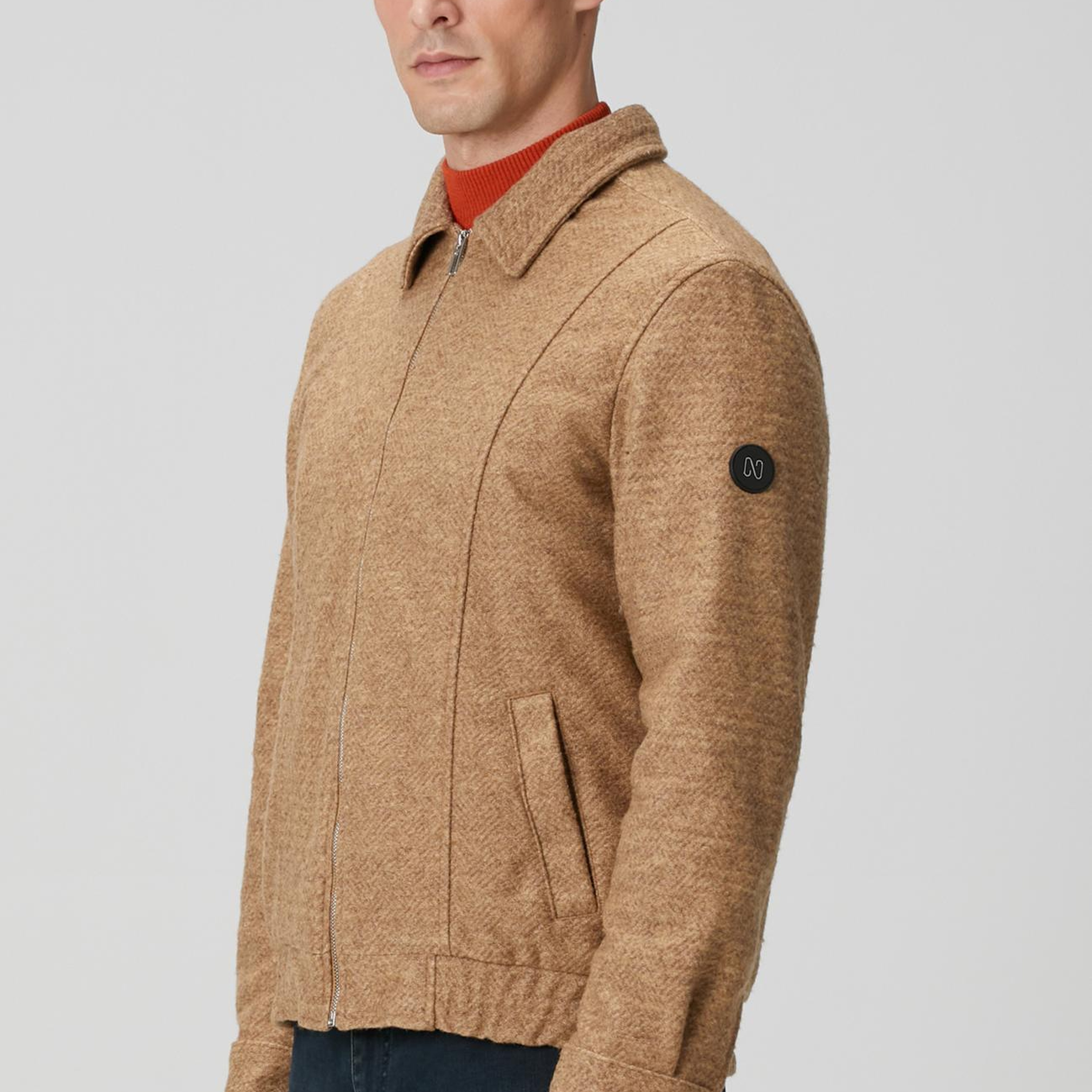 Network Erkek Camel Diyagonal Desenli Pilot Mont