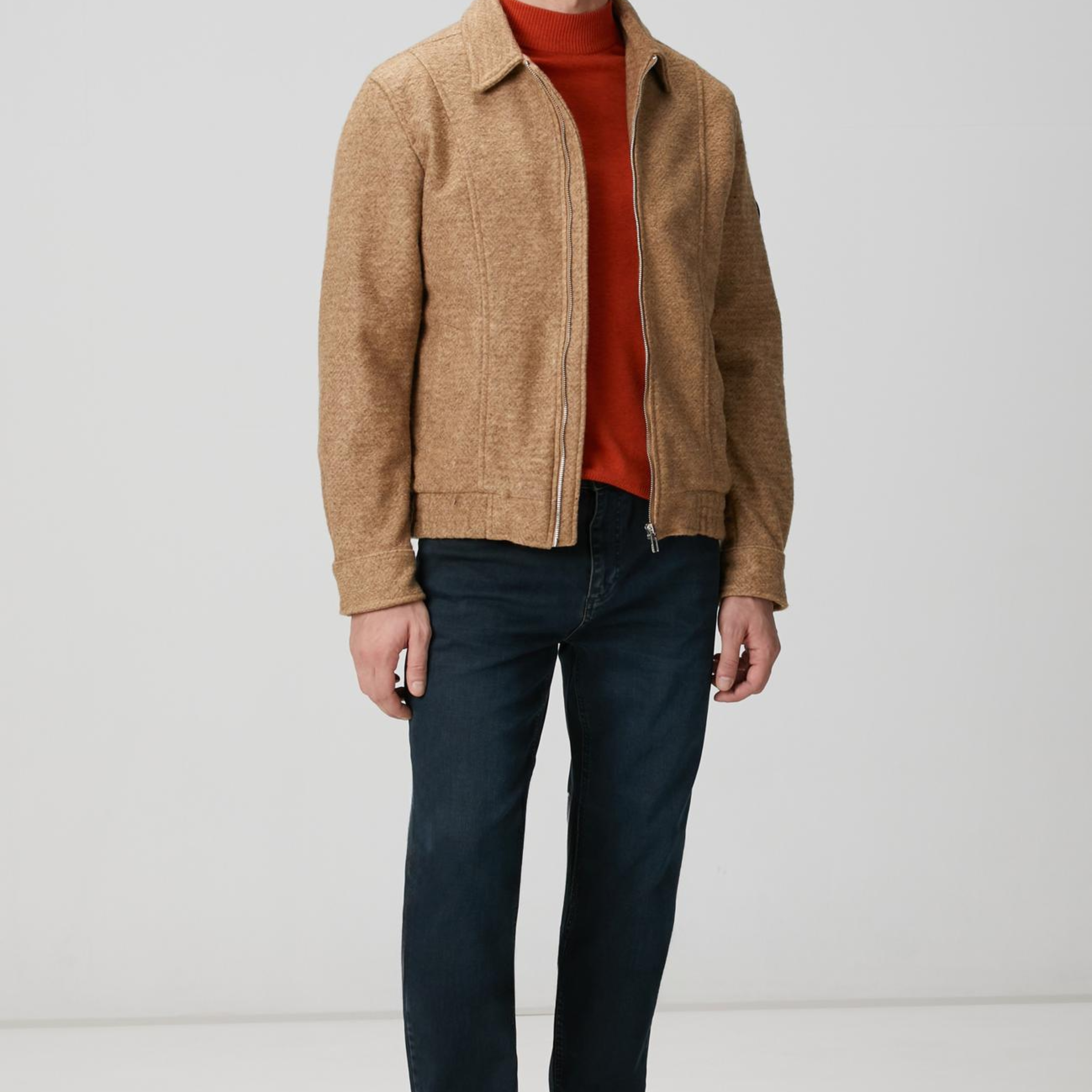 Network Erkek Camel Diyagonal Desenli Pilot Mont