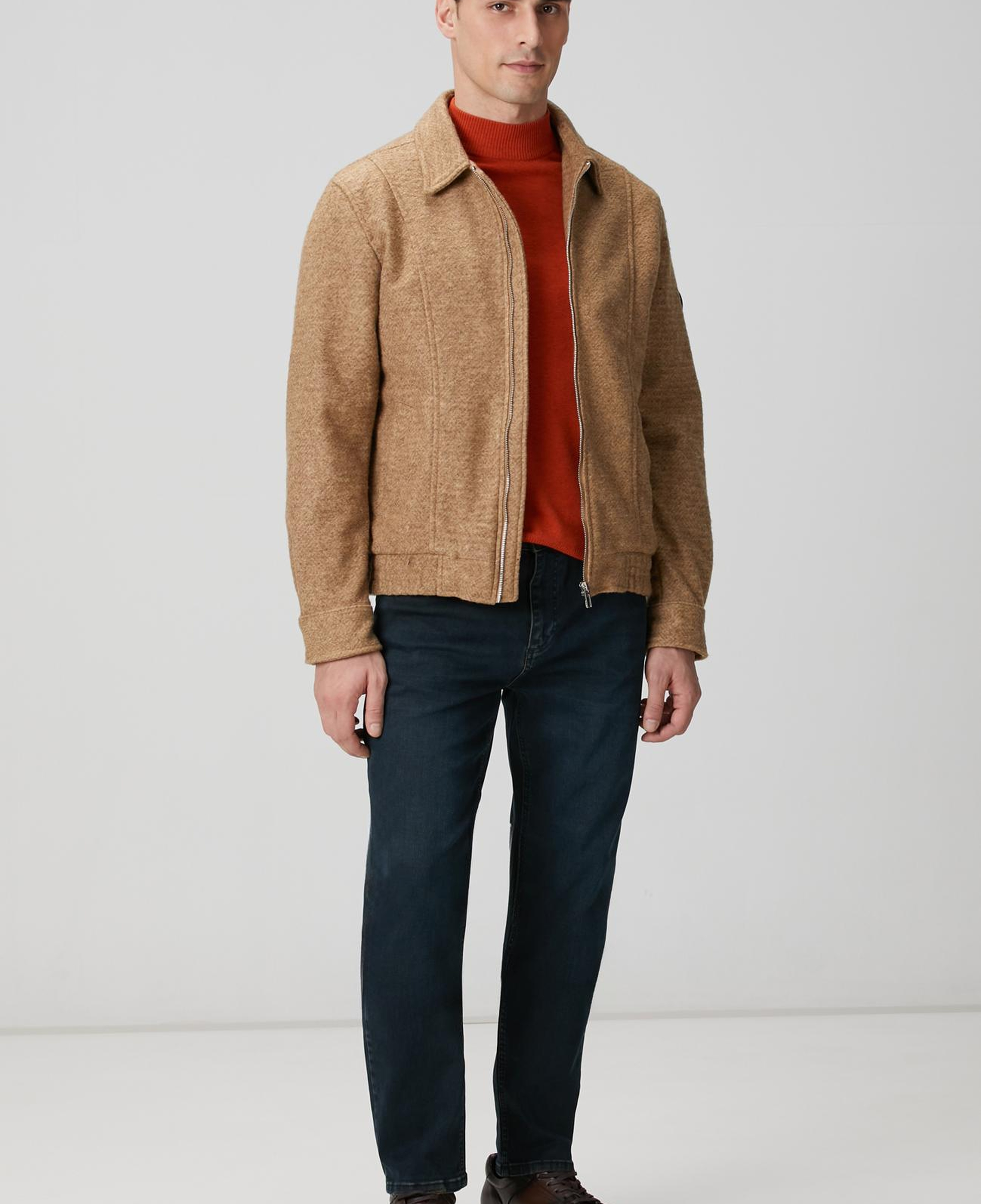 Network Erkek Camel Diyagonal Desenli Pilot Mont