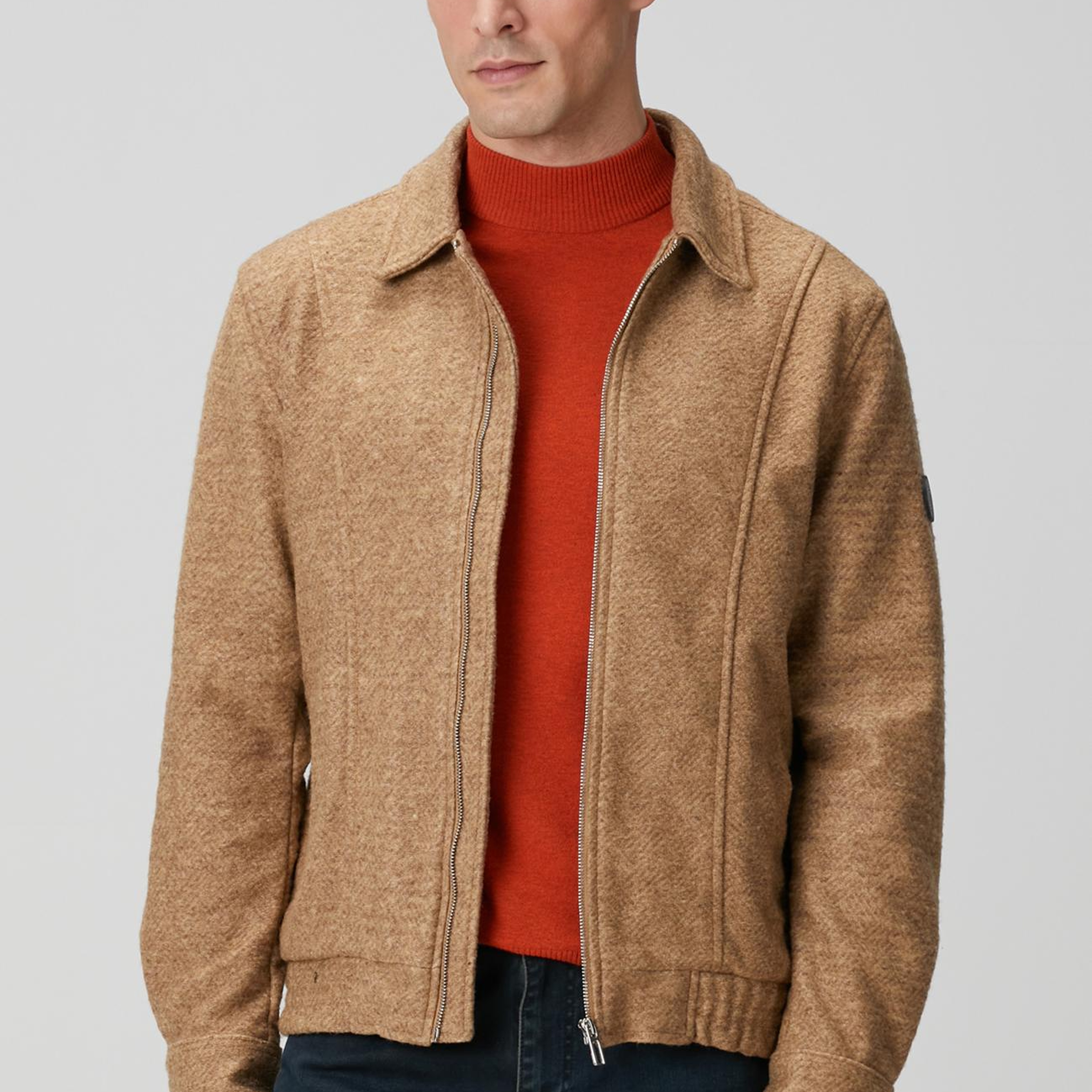 Network Erkek Camel Diyagonal Desenli Pilot Mont