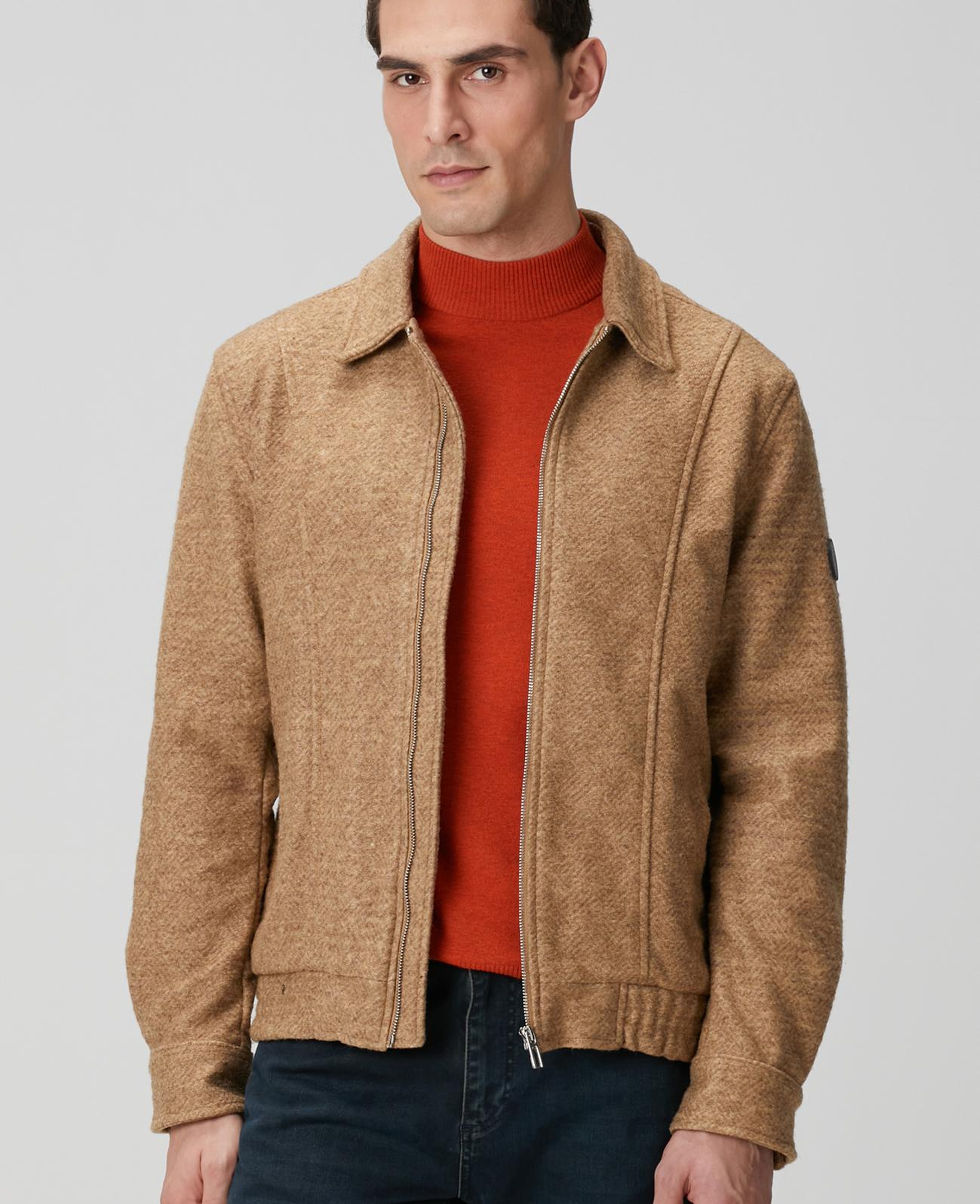 Network Erkek Camel Diyagonal Desenli Pilot Mont