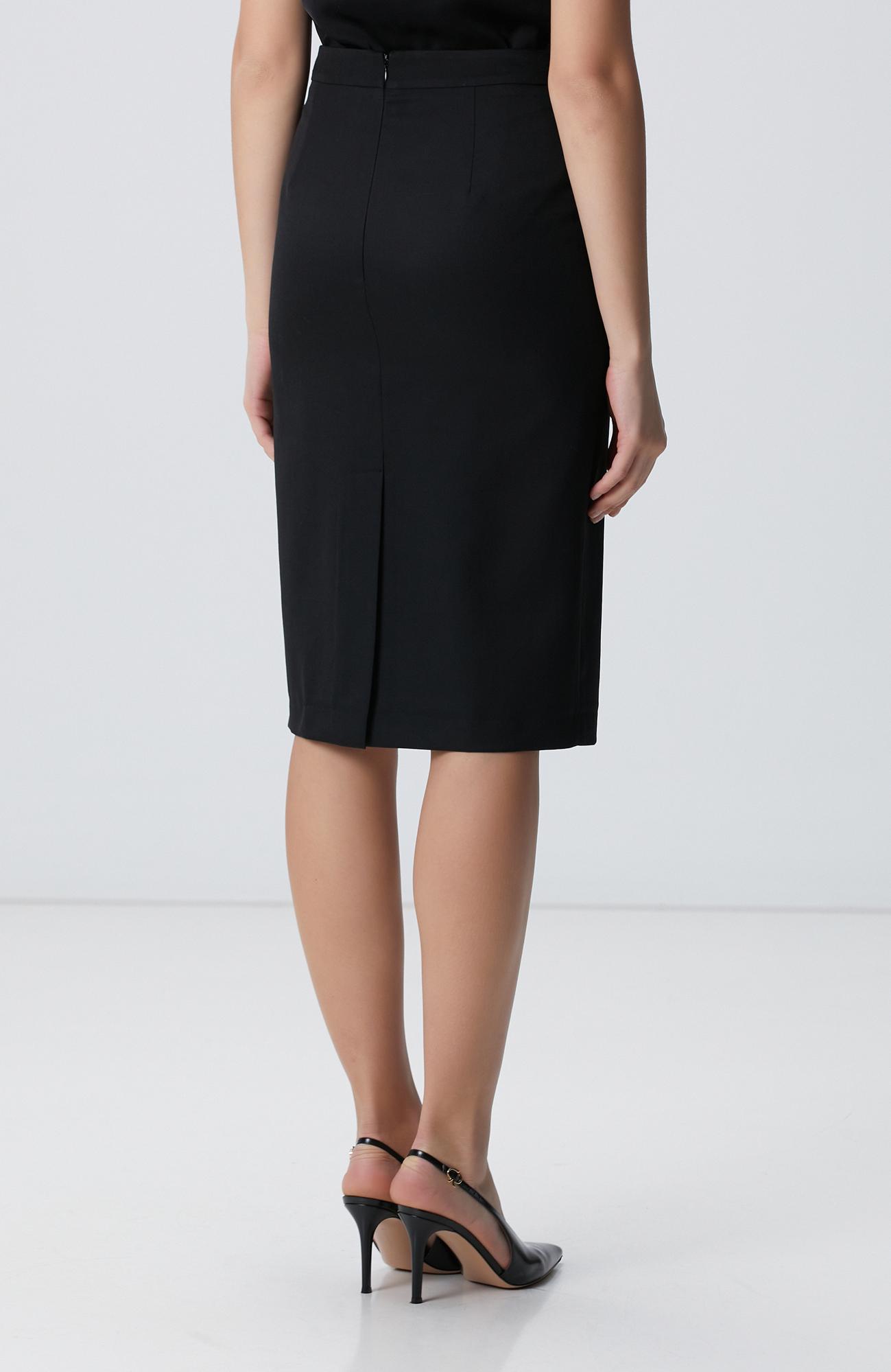 Network Kadın Siyah Yün Karışımlı Midi Kalem Etek