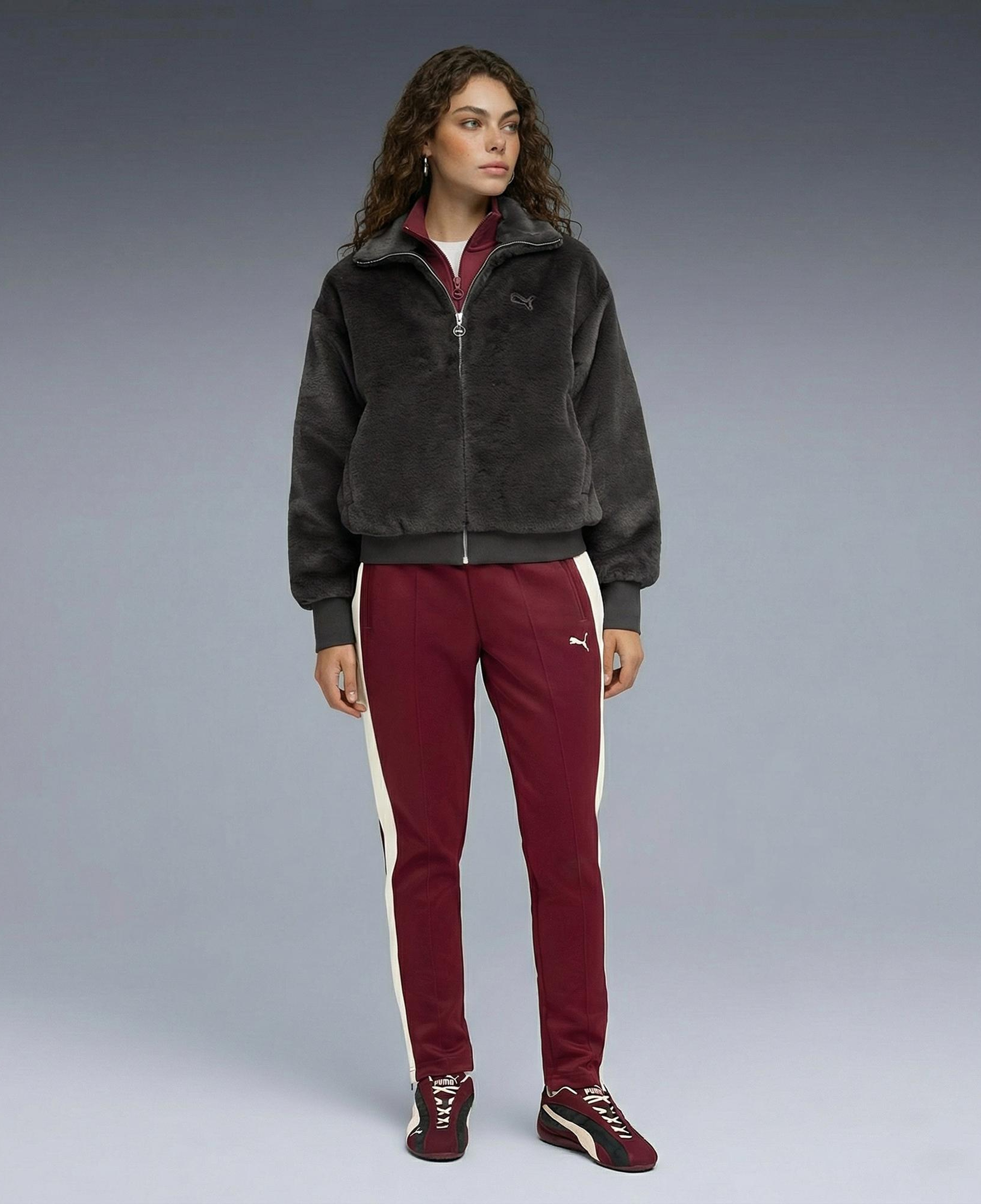 Puma Soft Fleece Kadın Koyu Gri Ceket