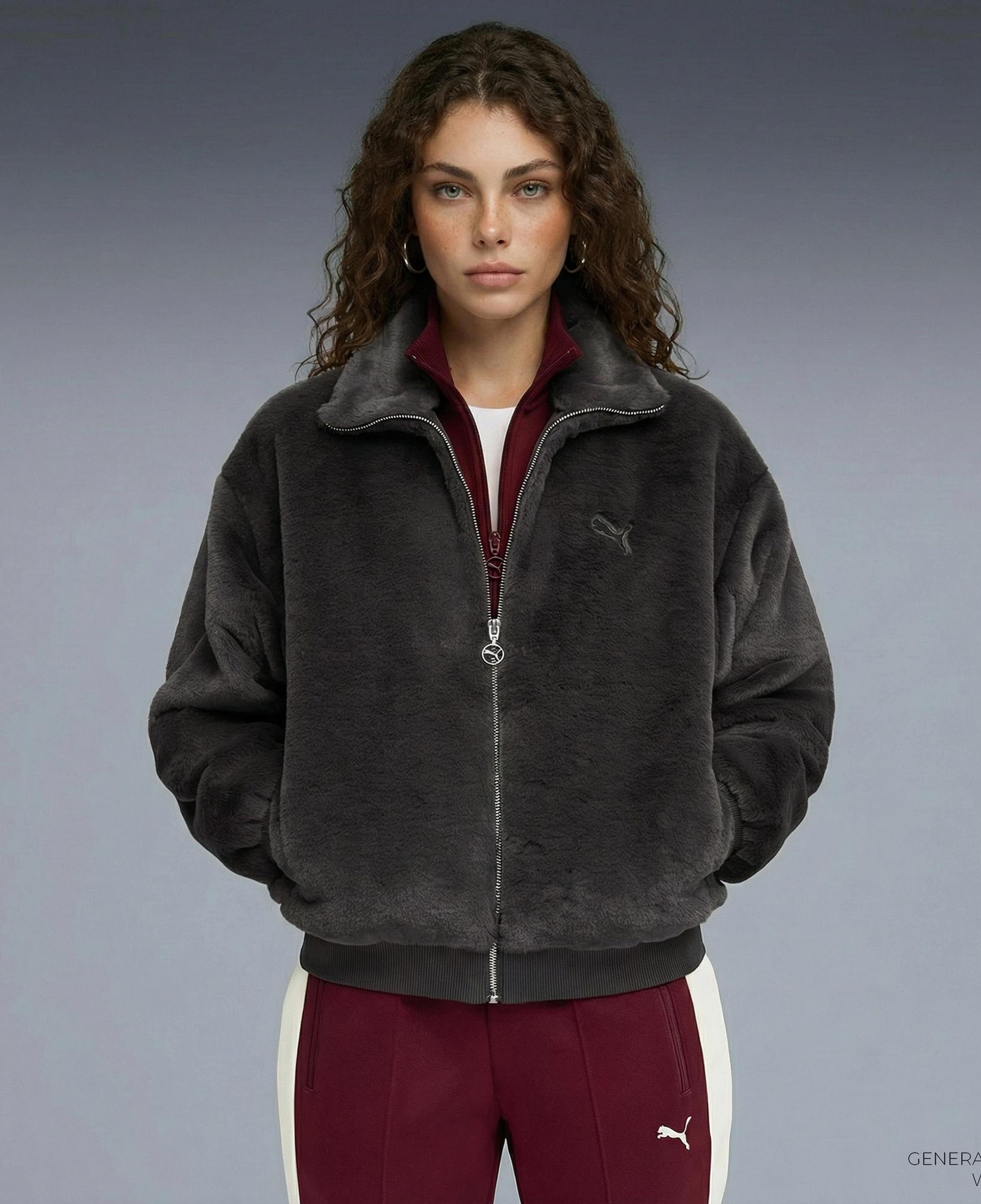 Puma Soft Fleece Kadın Koyu Gri Ceket