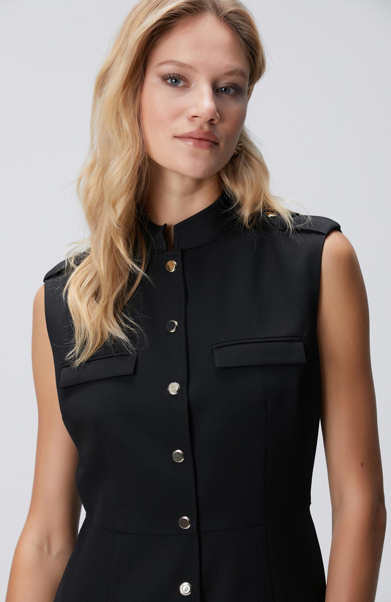 Network Kadın Siyah Yün Karışımlı Elbise