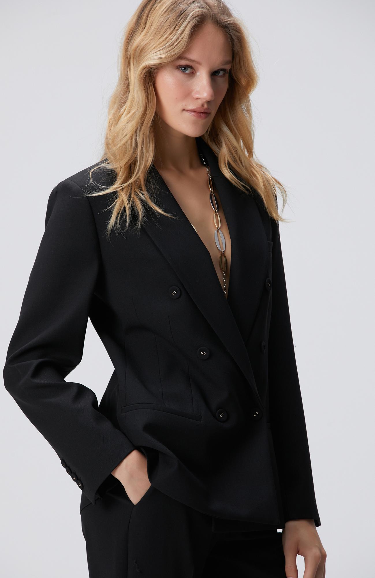 Network Kadın Siyah Yün Karışımlı Ceket