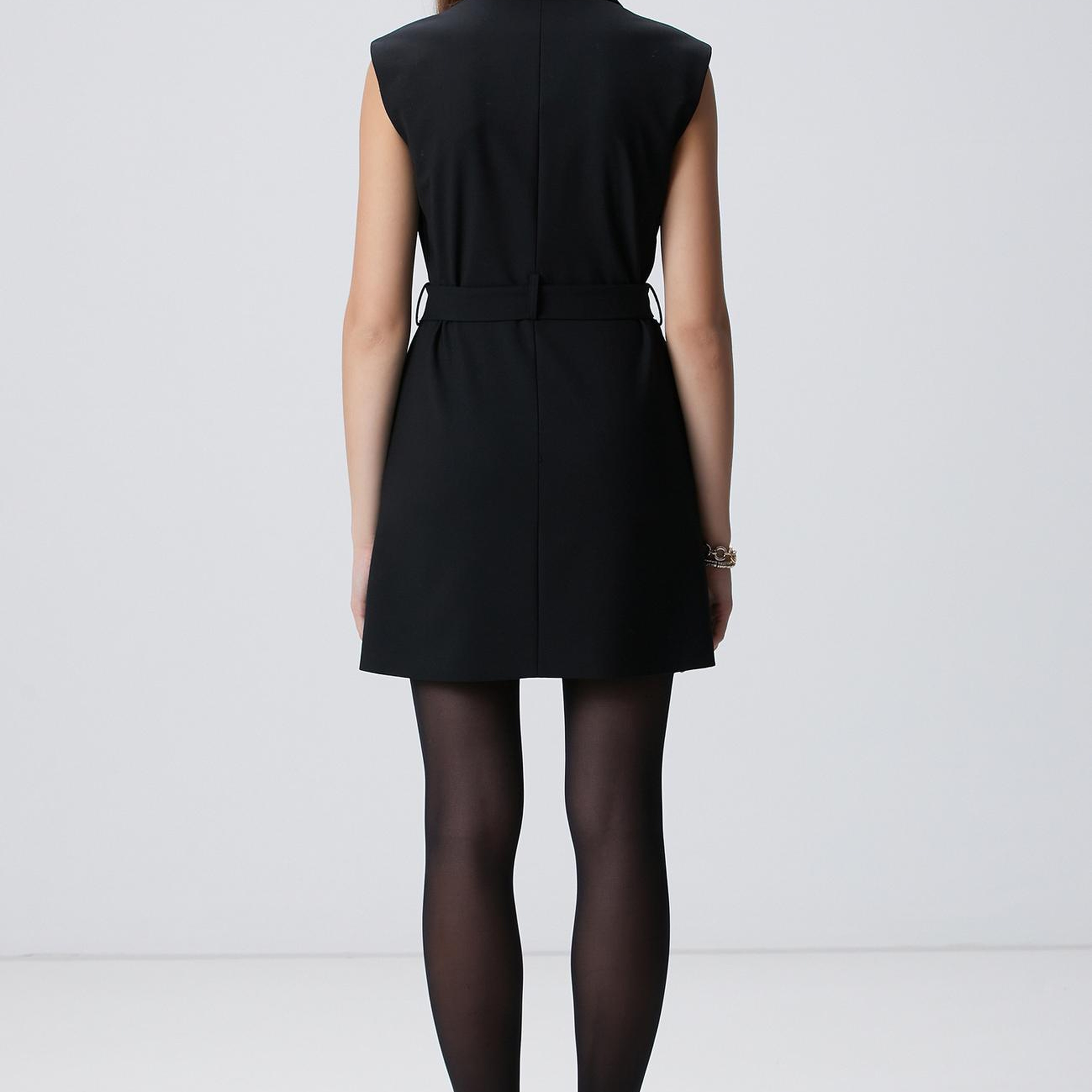 Network Kadın Siyah Kruvaze Kolsuz Elbise