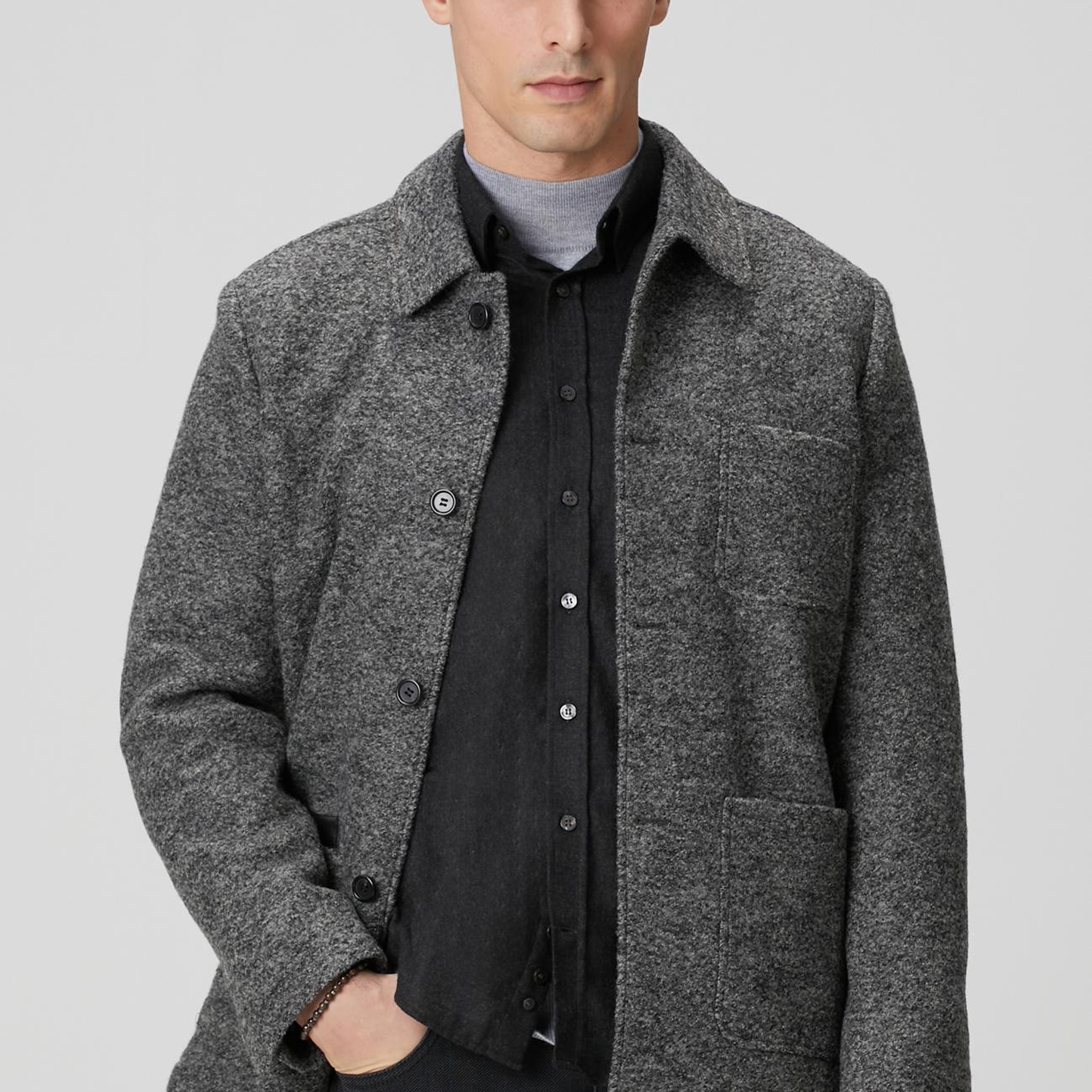 Network Erkek Gri Melanj Yün Örme Ceket