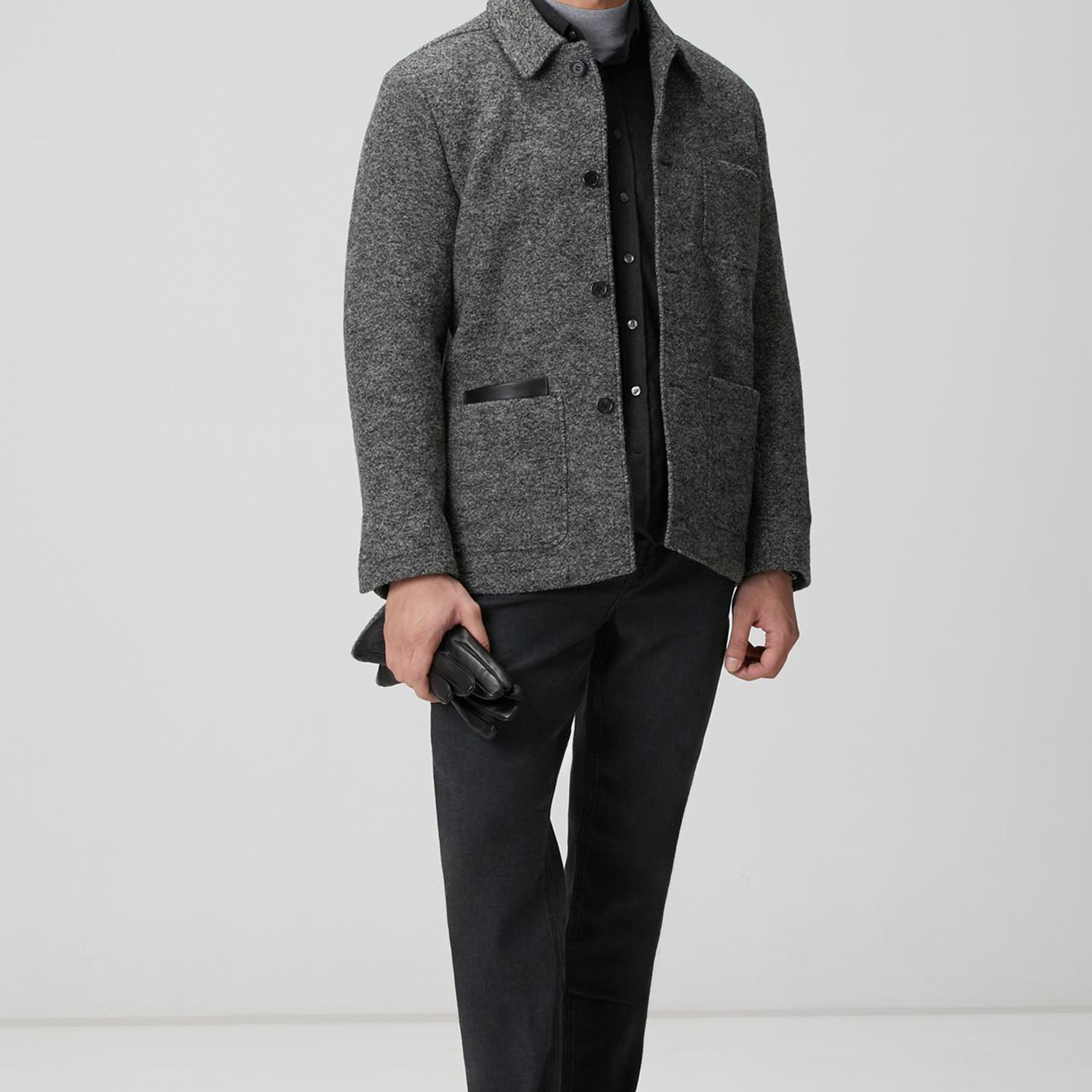 Network Erkek Gri Melanj Yün Örme Ceket