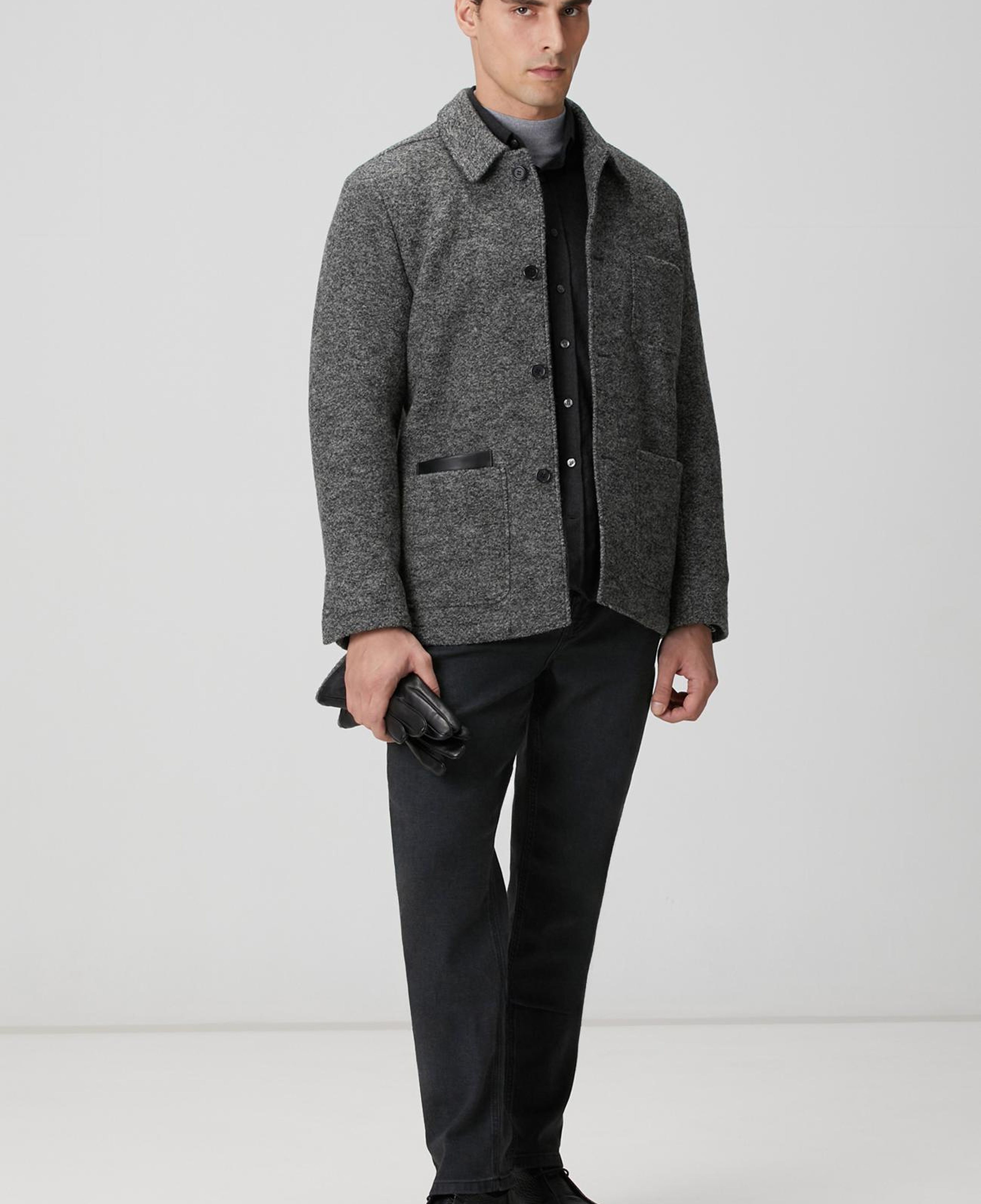Network Erkek Gri Melanj Yün Örme Ceket