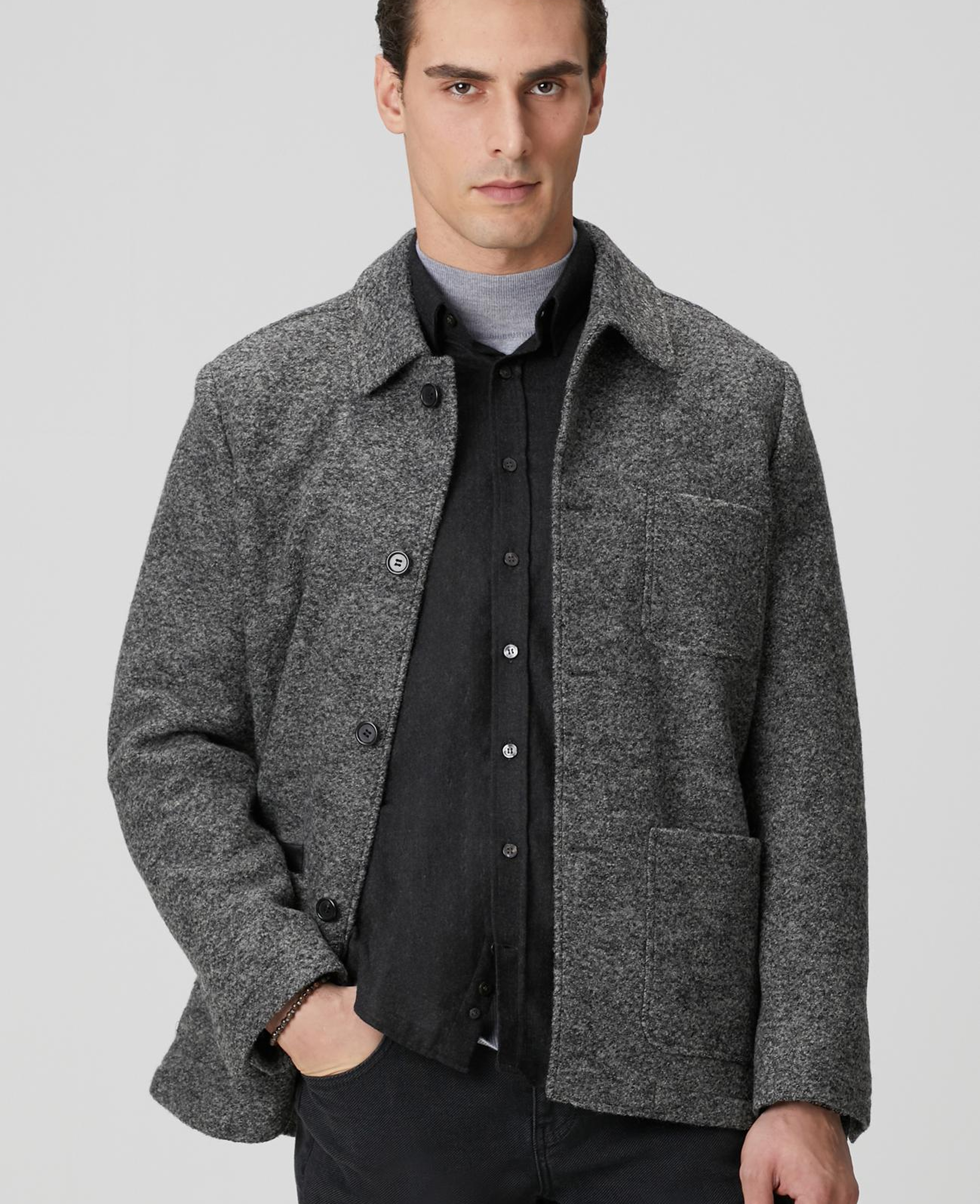 Network Erkek Gri Melanj Yün Örme Ceket