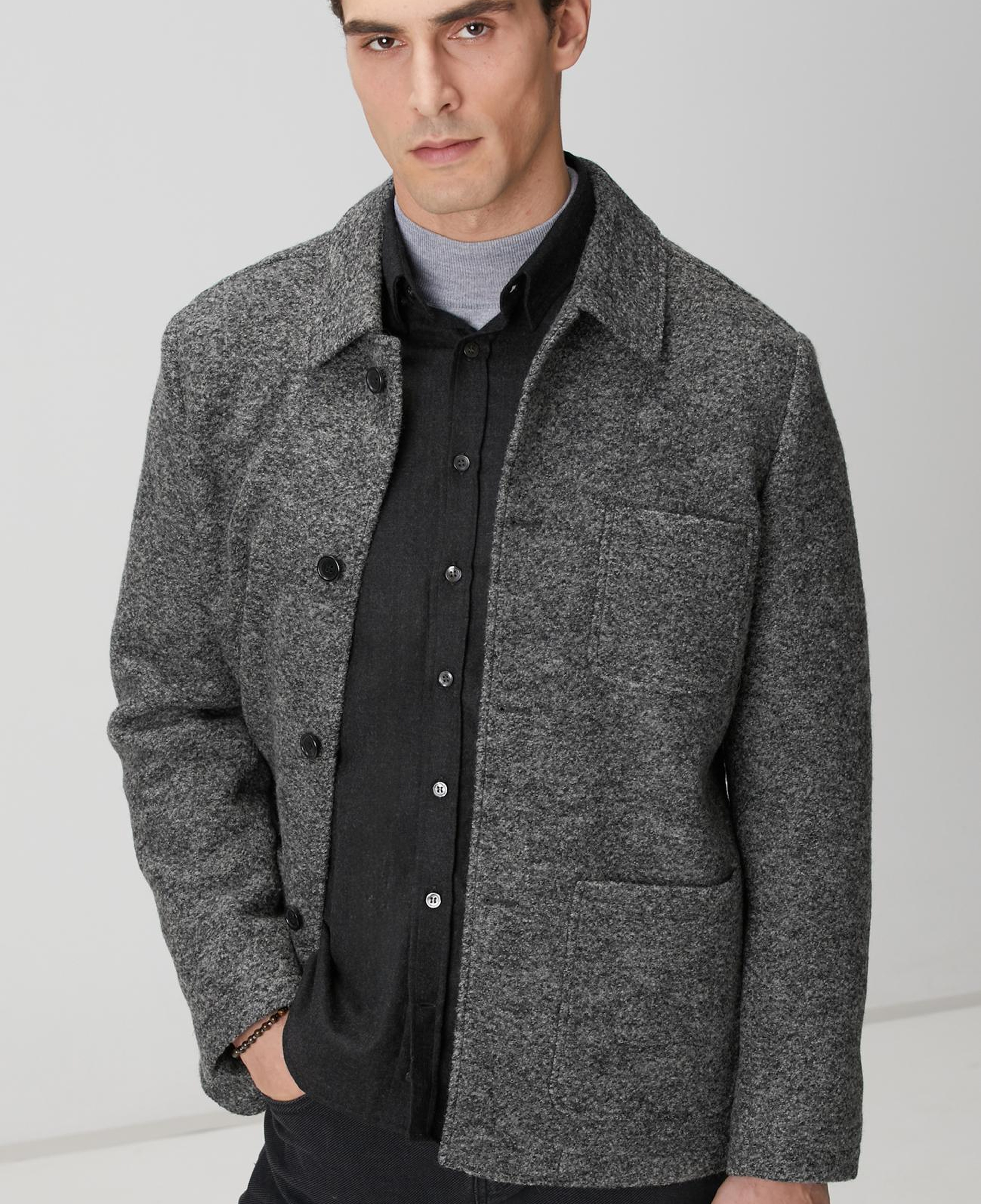 Network Erkek Gri Melanj Yün Örme Ceket