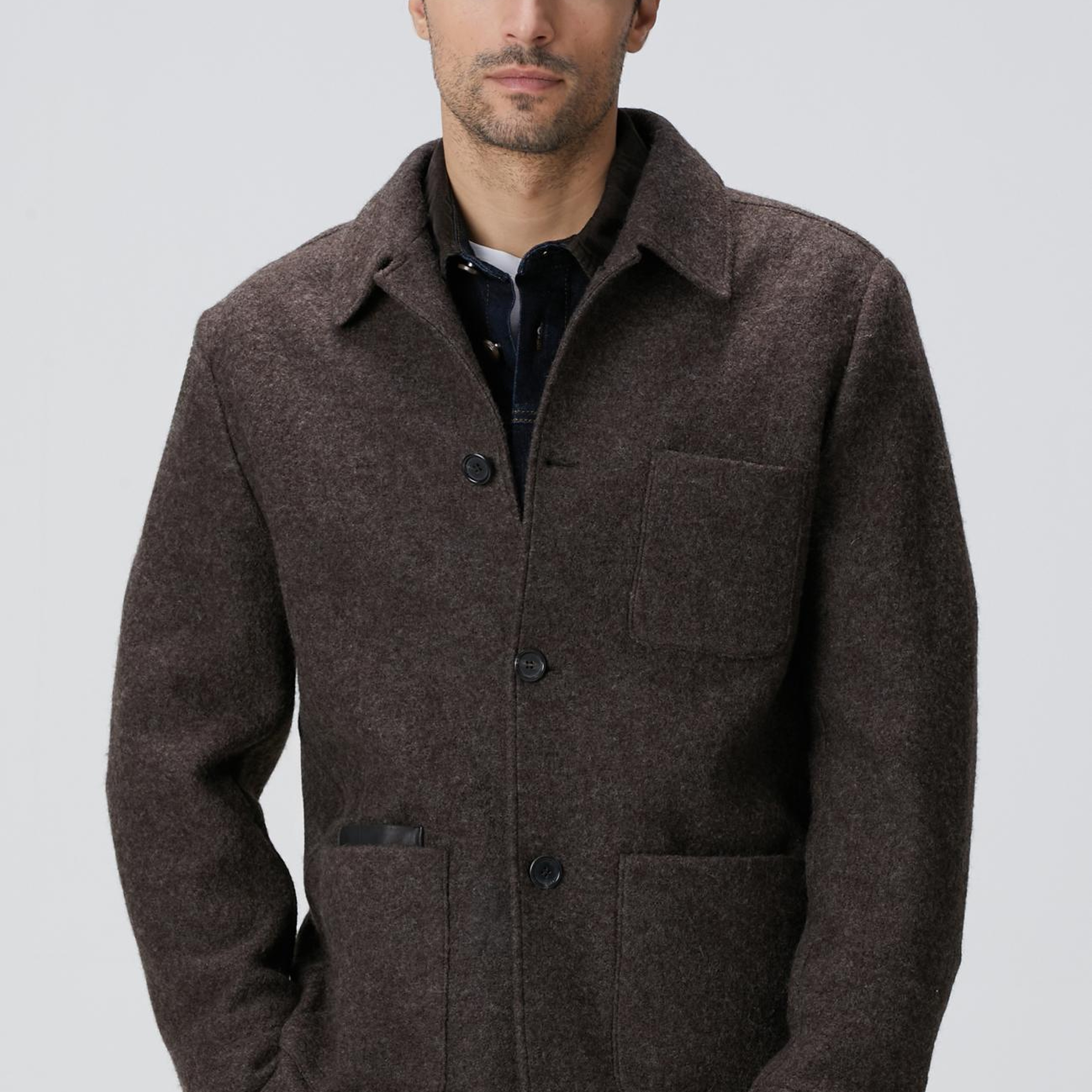 Network Erkek Kahverengi Yün Ceket