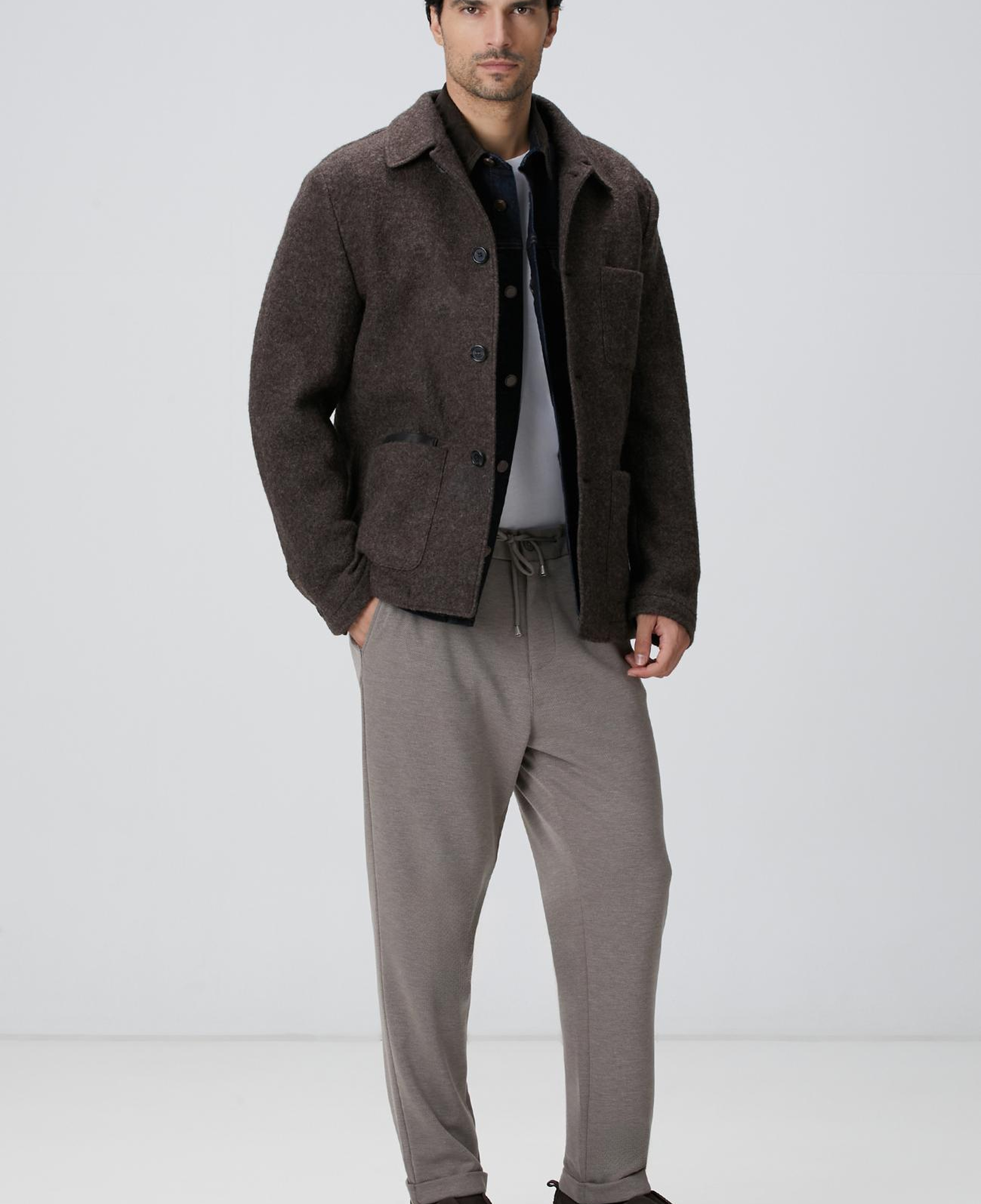 Network Erkek Kahverengi Yün Ceket