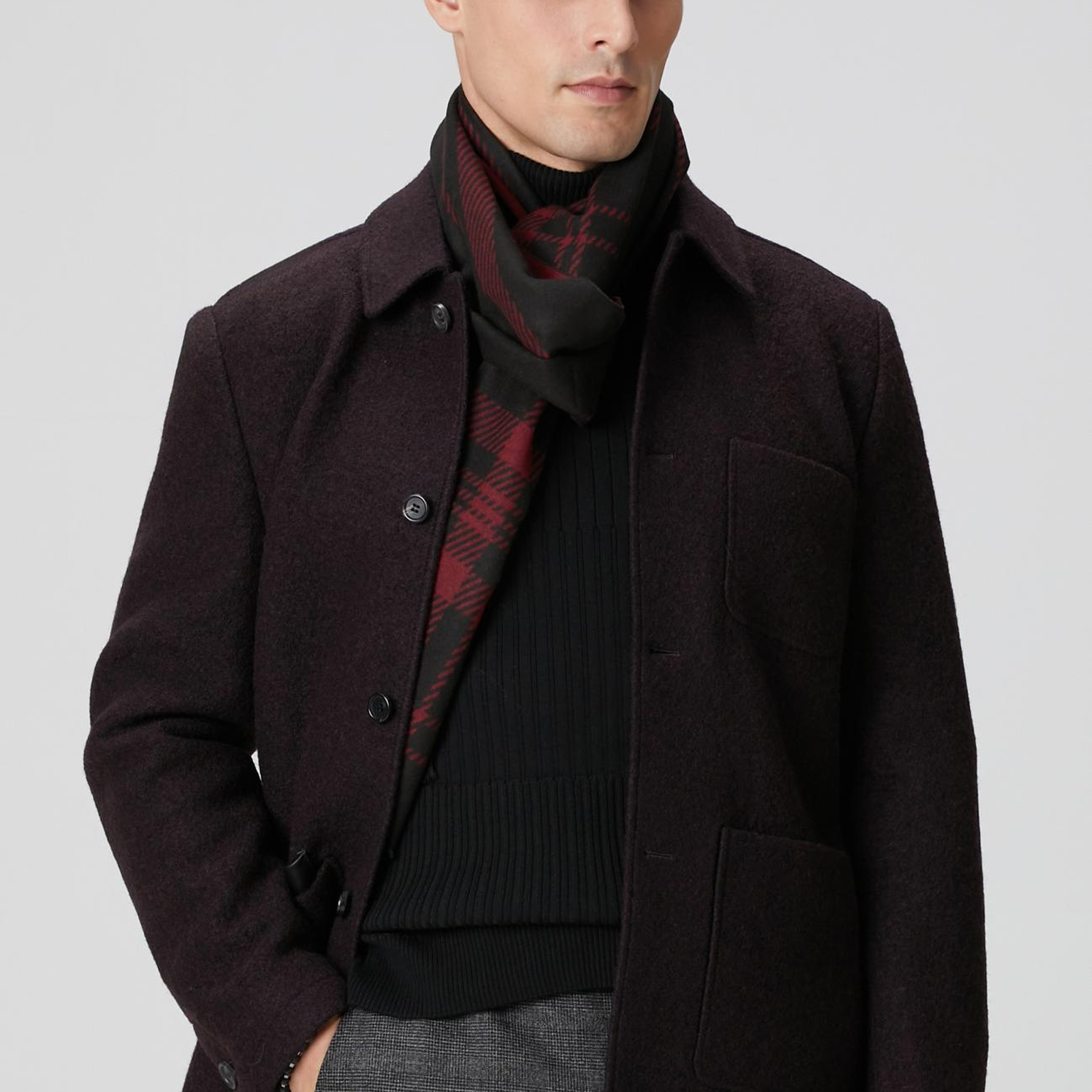 Network Erkek Bordo Yün Ceket