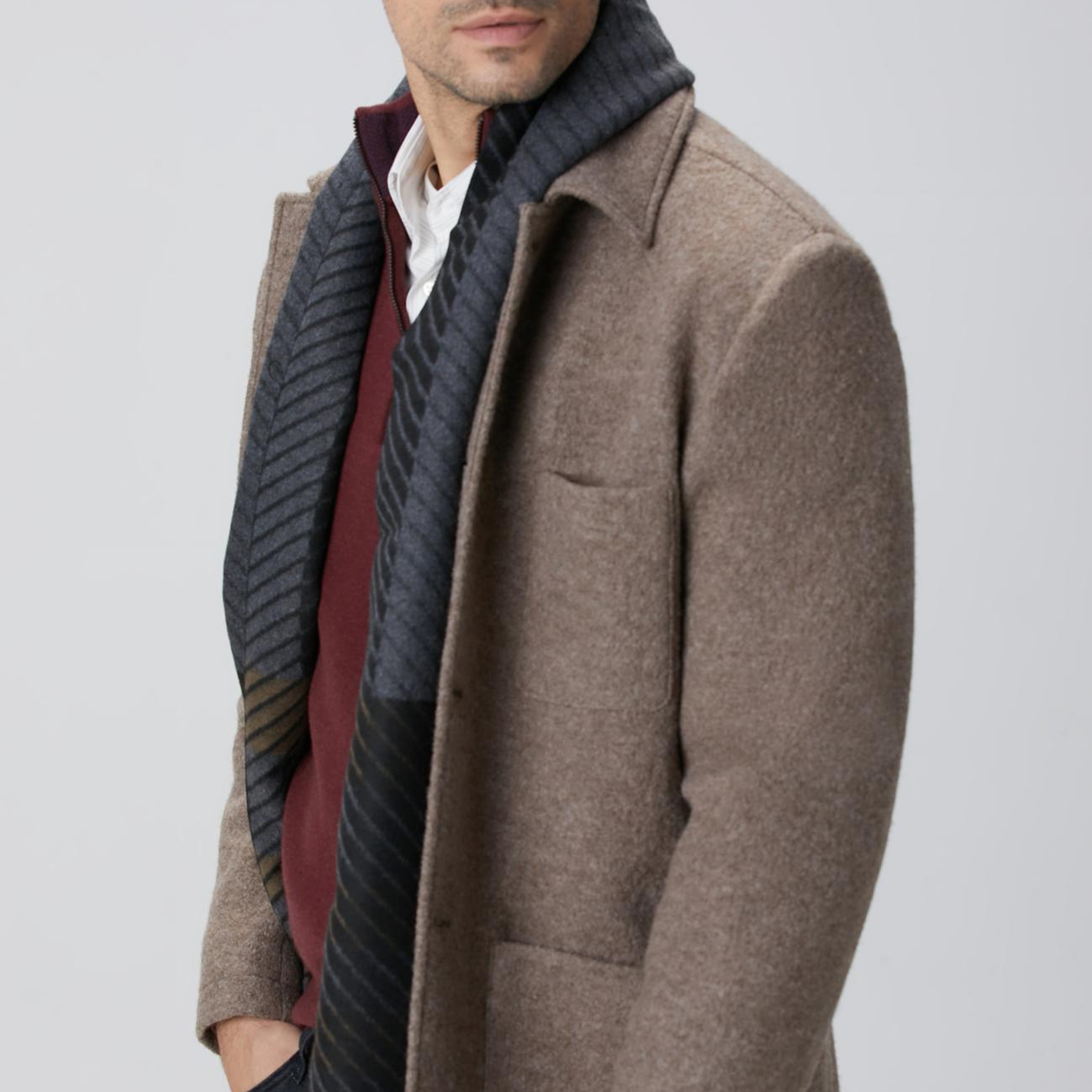 Network Erkek Bej Melanj Yün Ceket