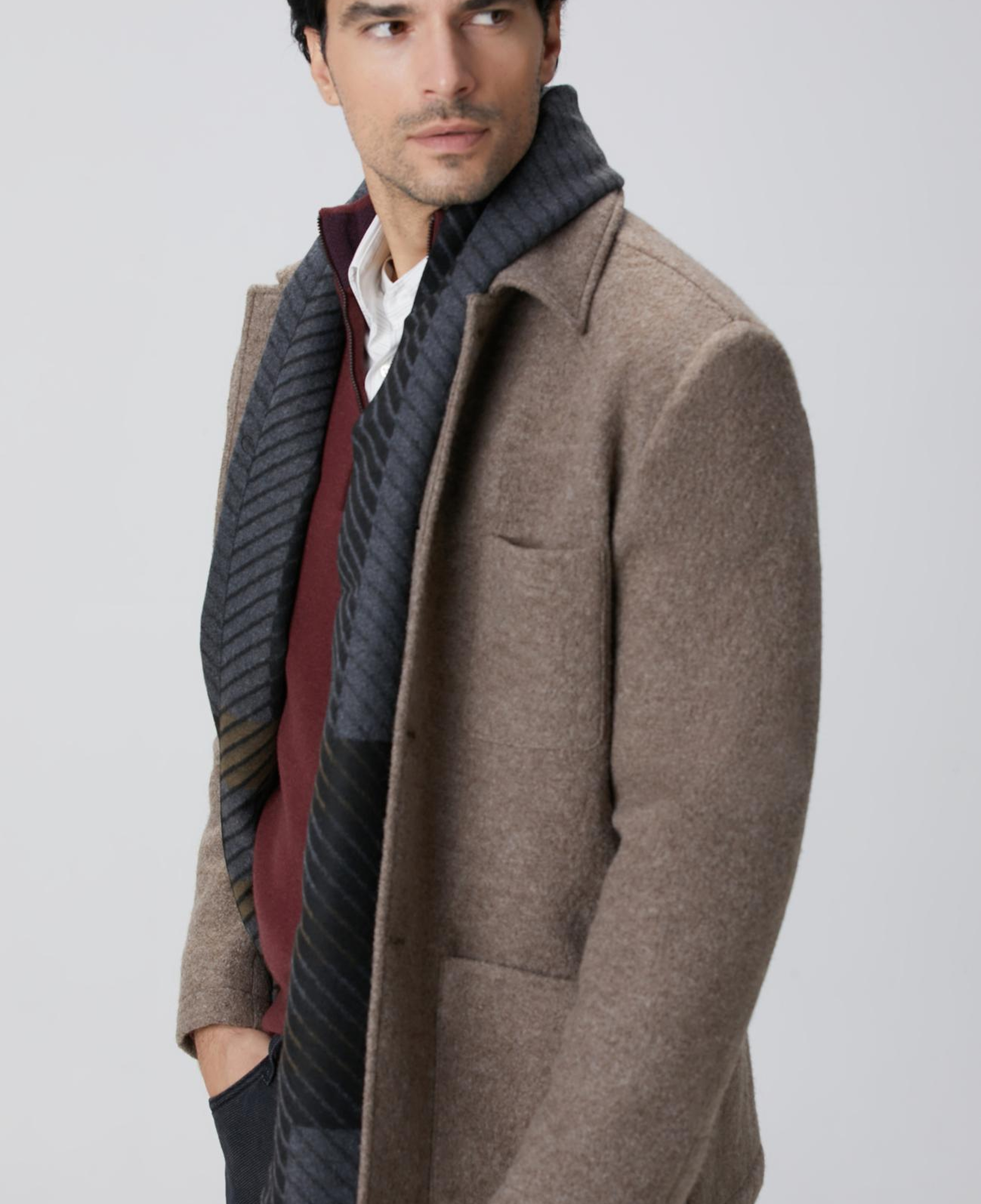 Network Erkek Bej Melanj Yün Ceket