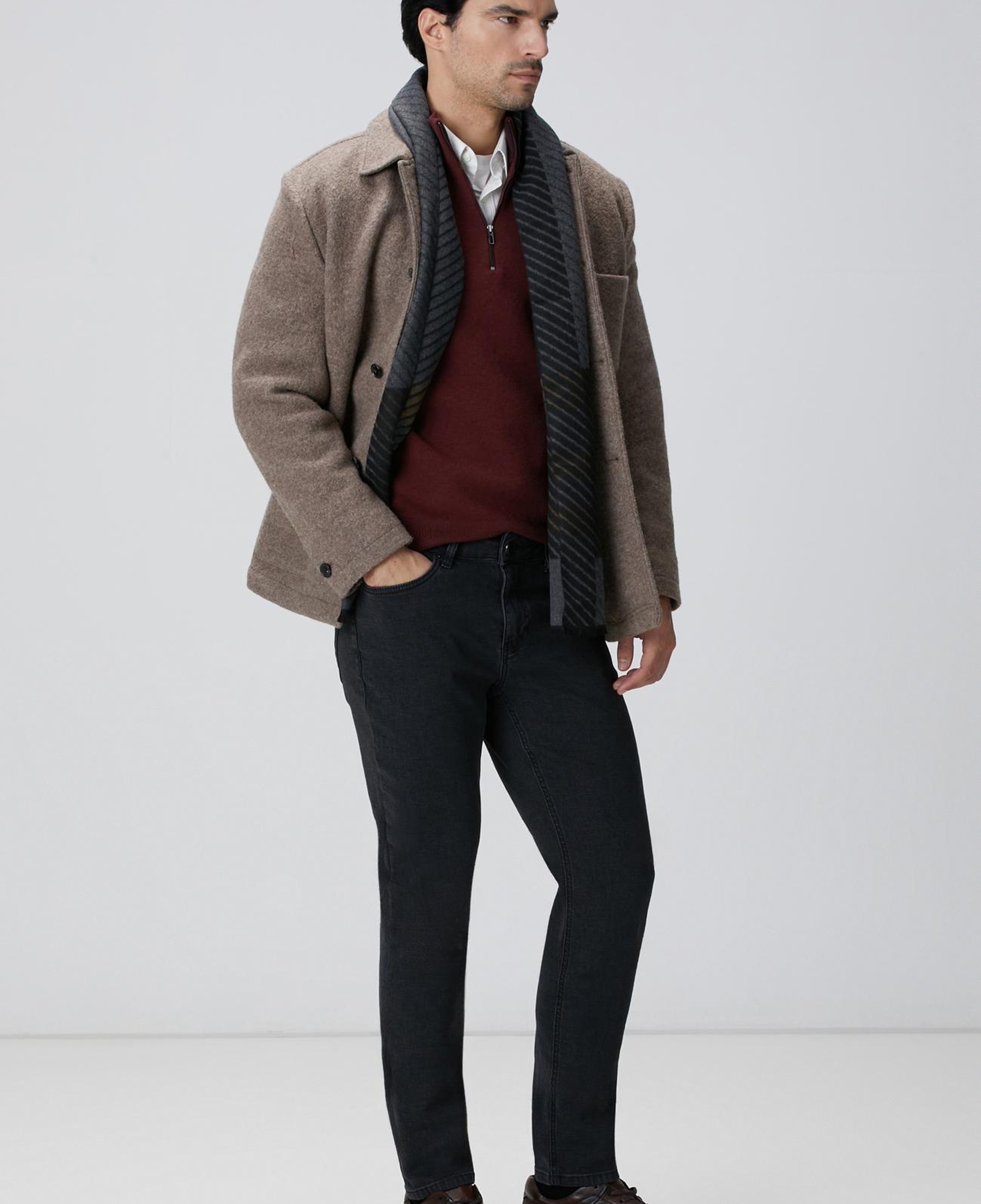 Network Erkek Bej Melanj Yün Ceket