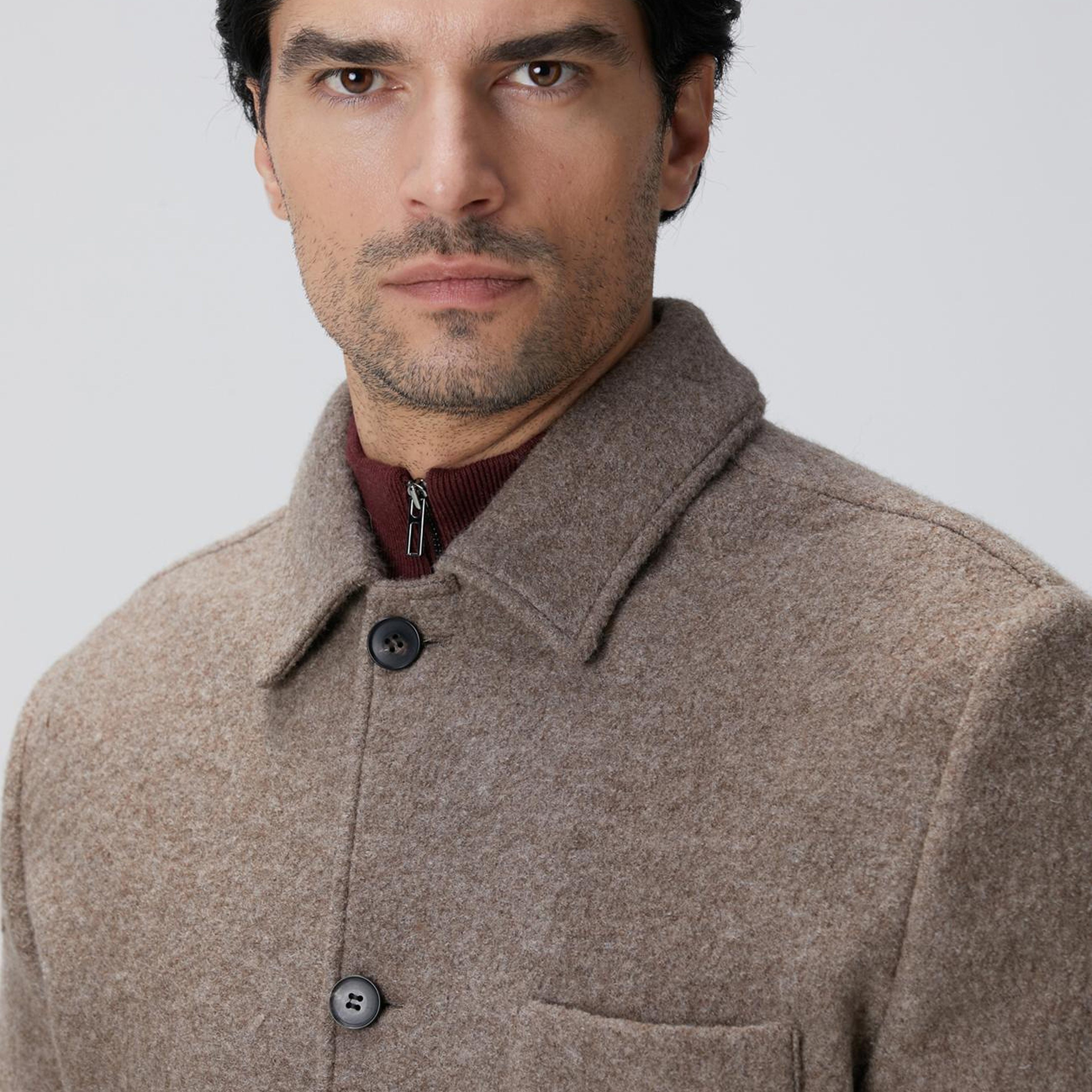 Network Erkek Bej Melanj Yün Ceket