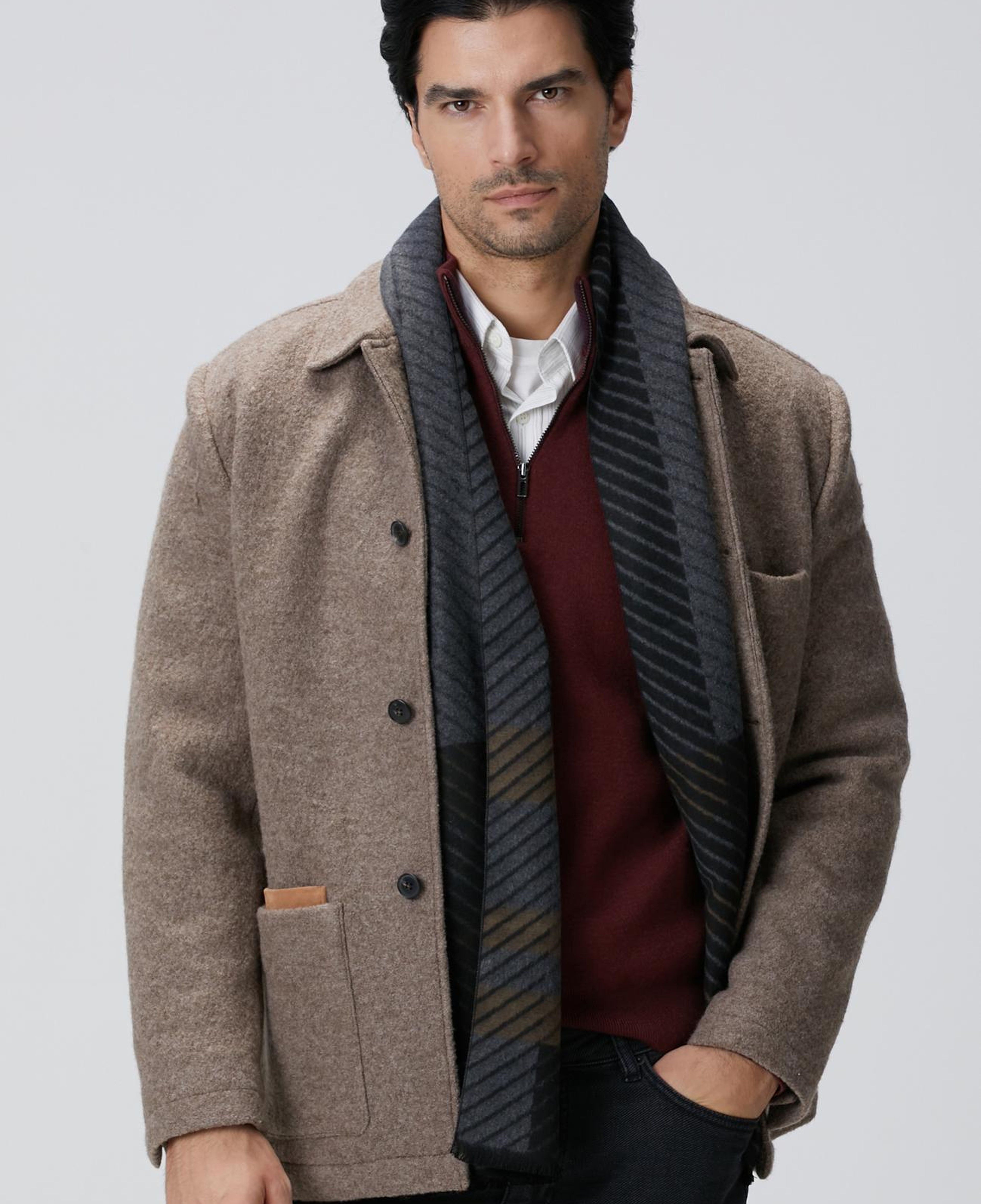 Network Erkek Bej Melanj Yün Ceket