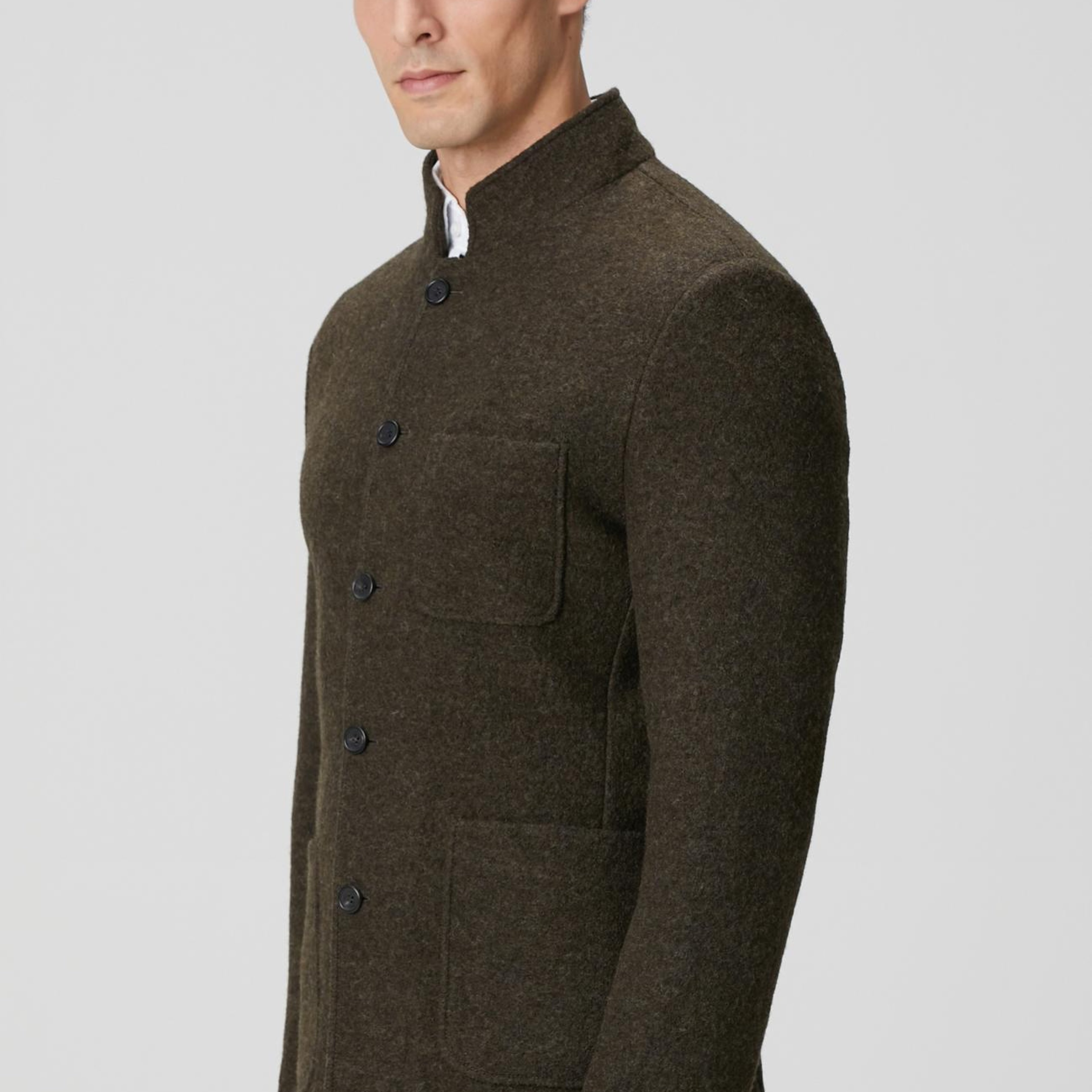 Network Erkek Haki Yün Örme Ceket